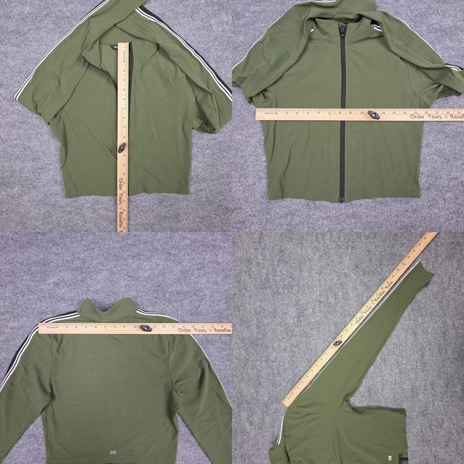 The Arrivals **Women's Green Cropped Jacket Full Zip Striped Athleisure Gym** User: Women's Green Cropped Full Zip Jacket Striped Athleisure Gym Size S / US 4 / IT 40 - 8 Thumbnail