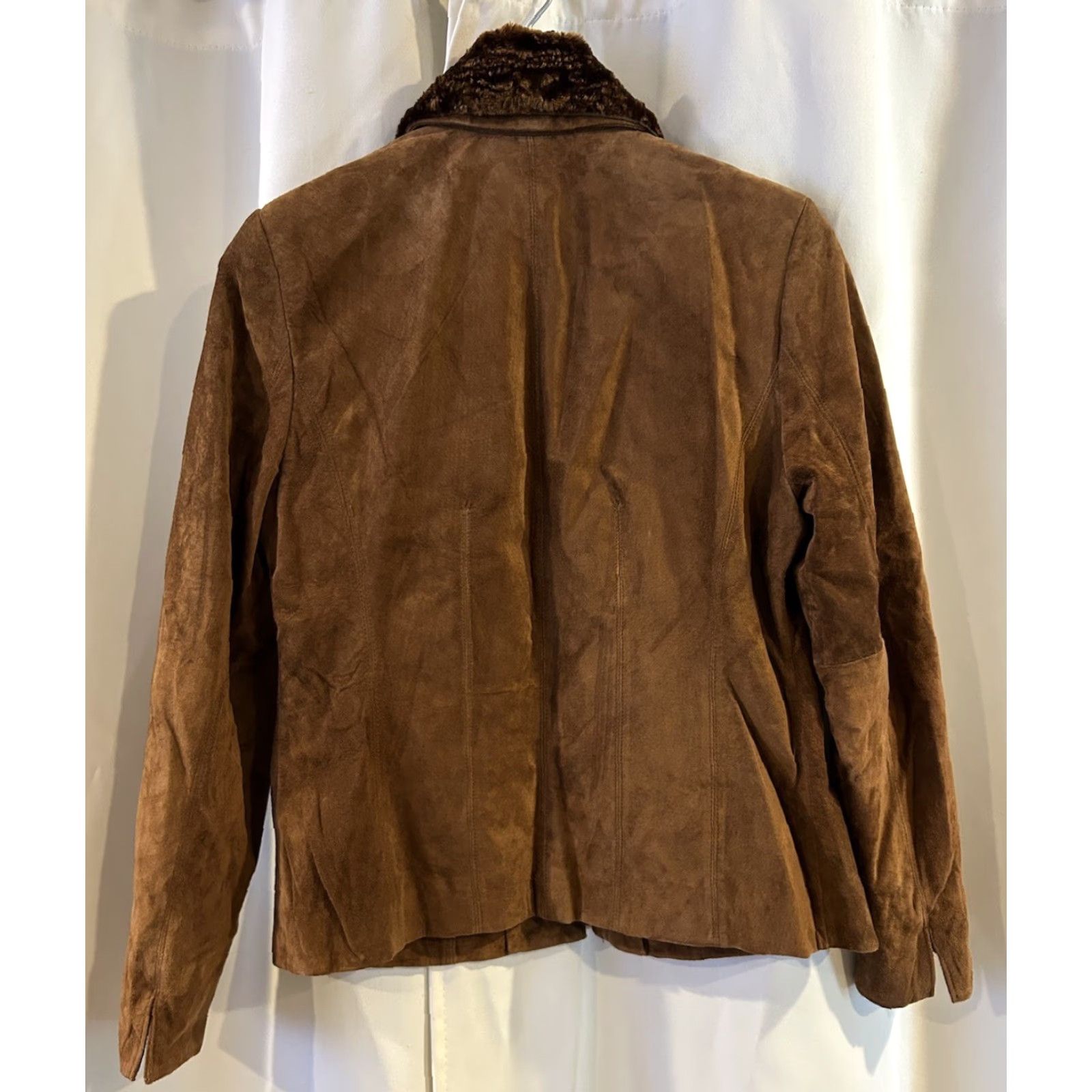 Vintage Valerie Valerie Steves Brown Suede Faux Fur Leather Jacket Size S Women Jacket 90s Solid Brown Zip Mid-Length Vintage Style Basic Jacket Size S / US 4 / IT 40 - 3 Thumbnail