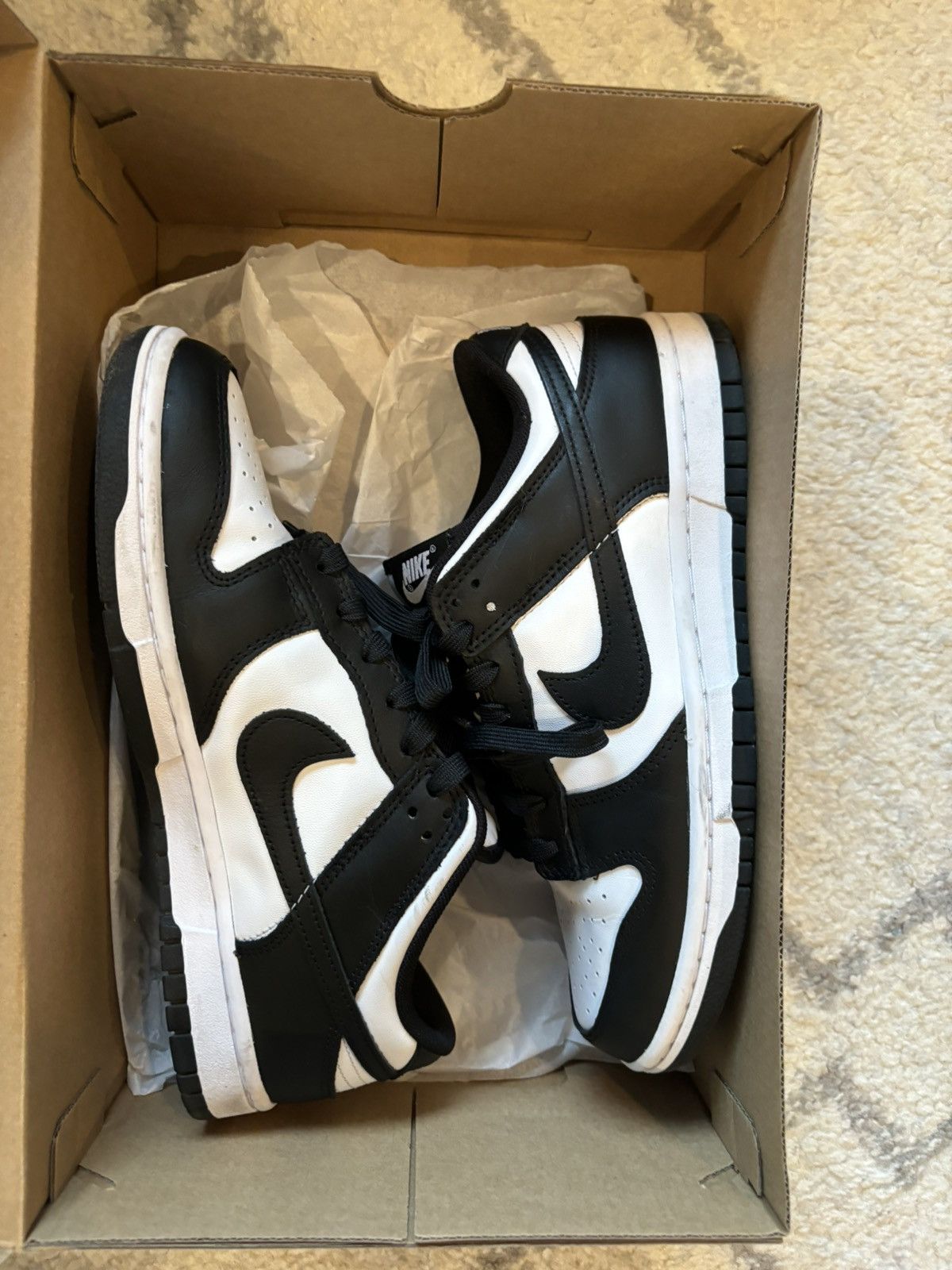 image of Nike Dunk Low Panda Shoes in Black, Men's (Size 8.5)