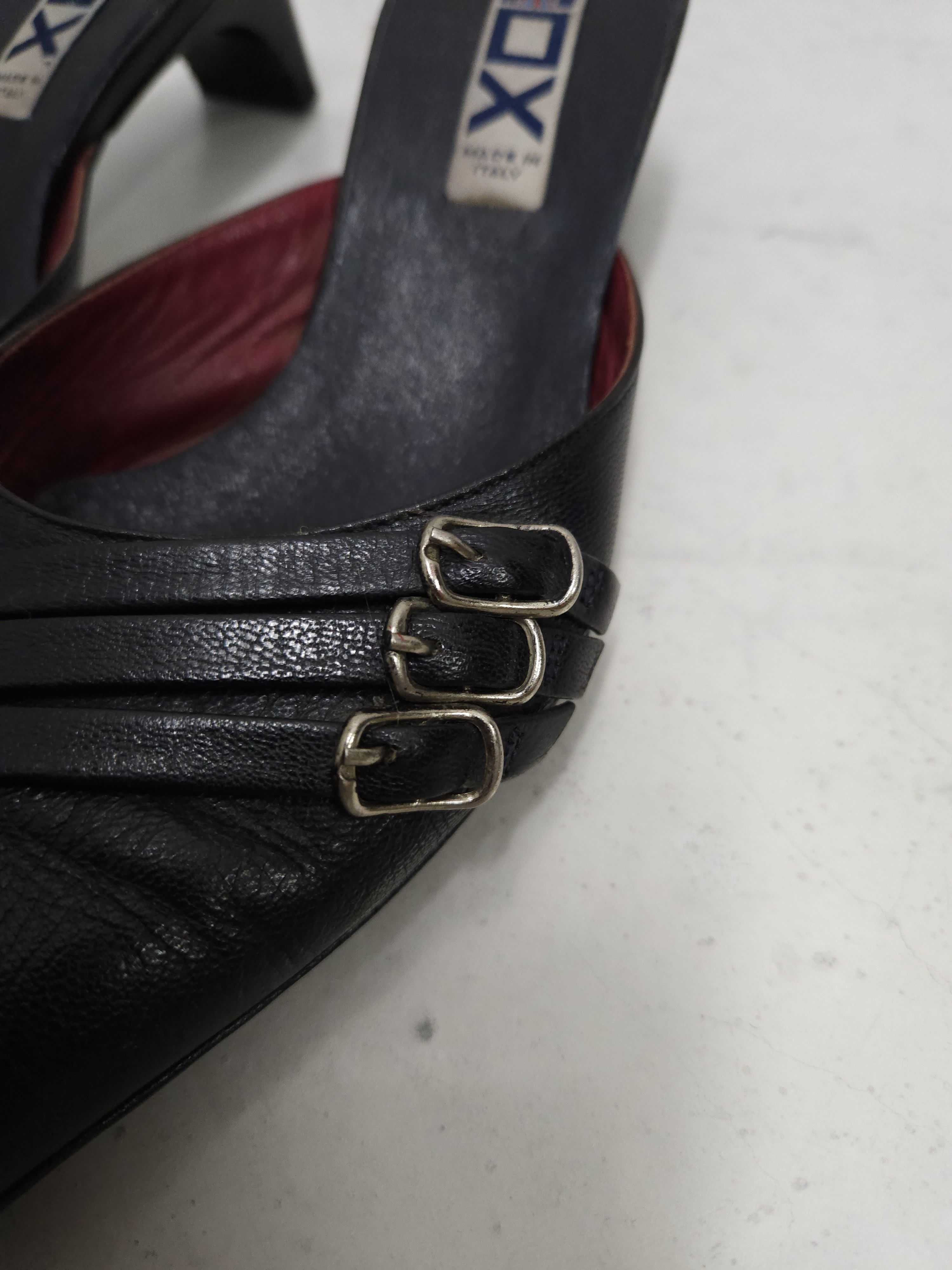 Vintage Archive y2k black leather pointed toe mules with buckles Size US 5 / IT 35 - 8 Thumbnail
