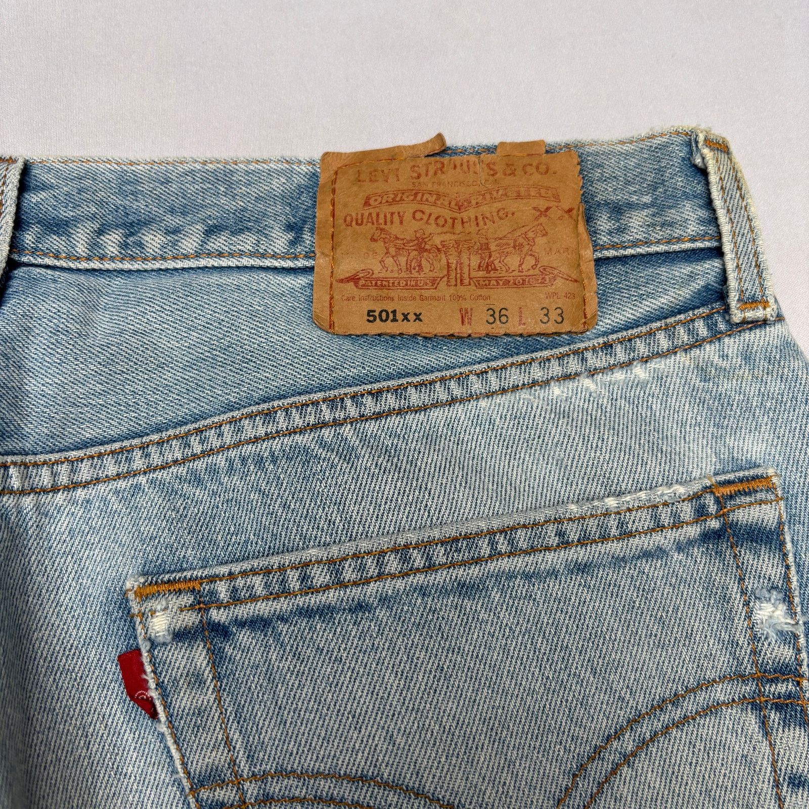 Levi's × Vintage VTG 90s Levi's 501 XX Distressed Straight Leg Jeans 32x29.5 Size US 32 / EU 48 - 4 Thumbnail