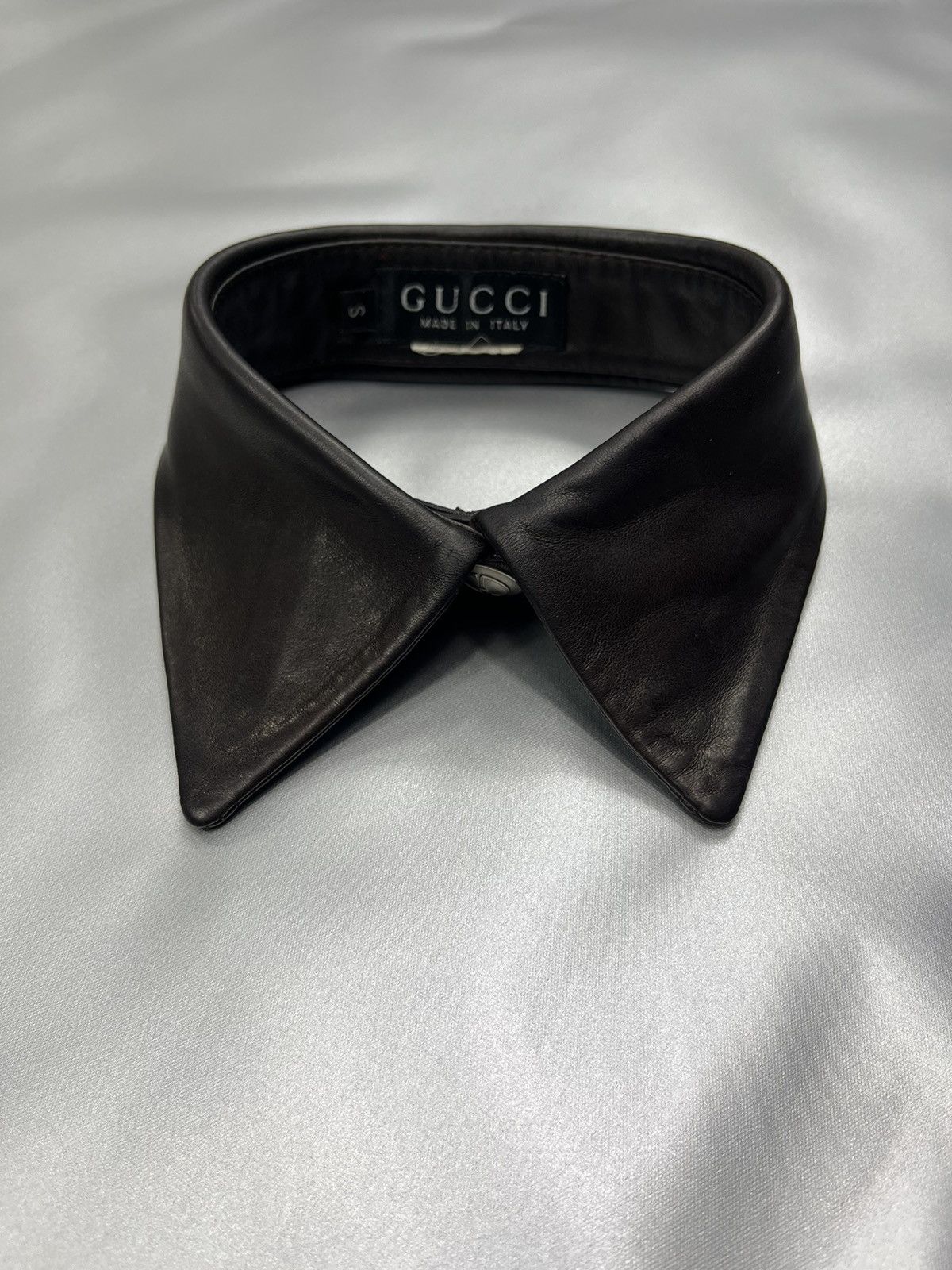 Gucci 💎90s Gucci Vintage Leather Shirt Collar Podium Size ONE SIZE - 2 Thumbnail