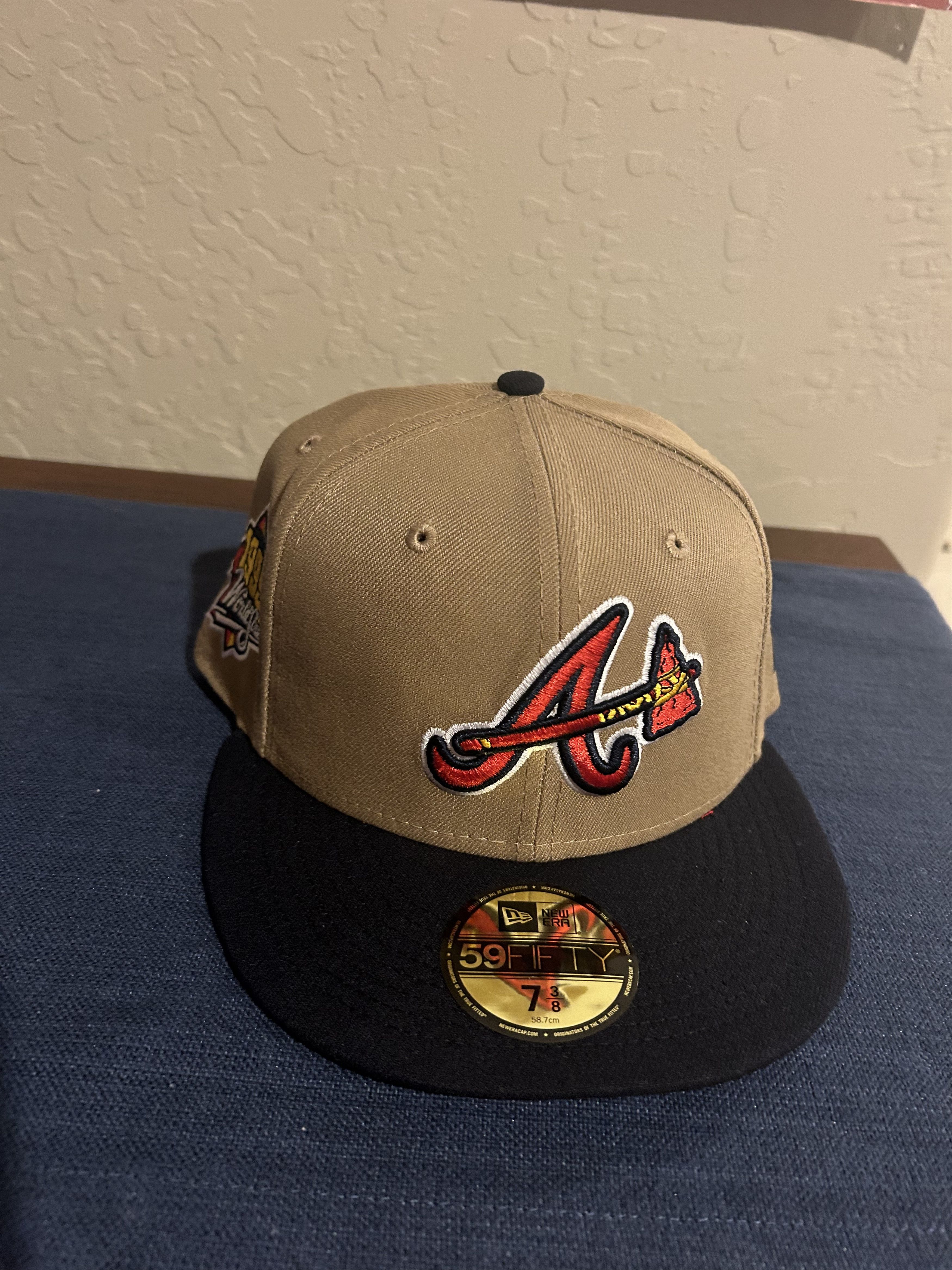 image of Cooperstown Collection x New Era 7 3/8 New Era Atlanta Braves 59Fifty in Khaki, Men's