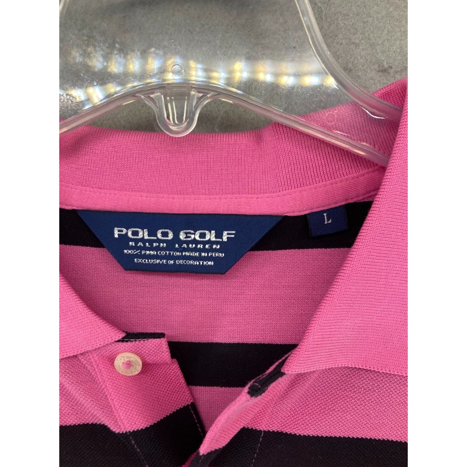 Polo Ralph Lauren Polo Golf Ralph Lauren Mens Polo Shirt Large Pink Striped Pima Cotton Easy Care Regular Fit Casual Golf Size US L / EU 52-54 / 3 - 5 Thumbnail