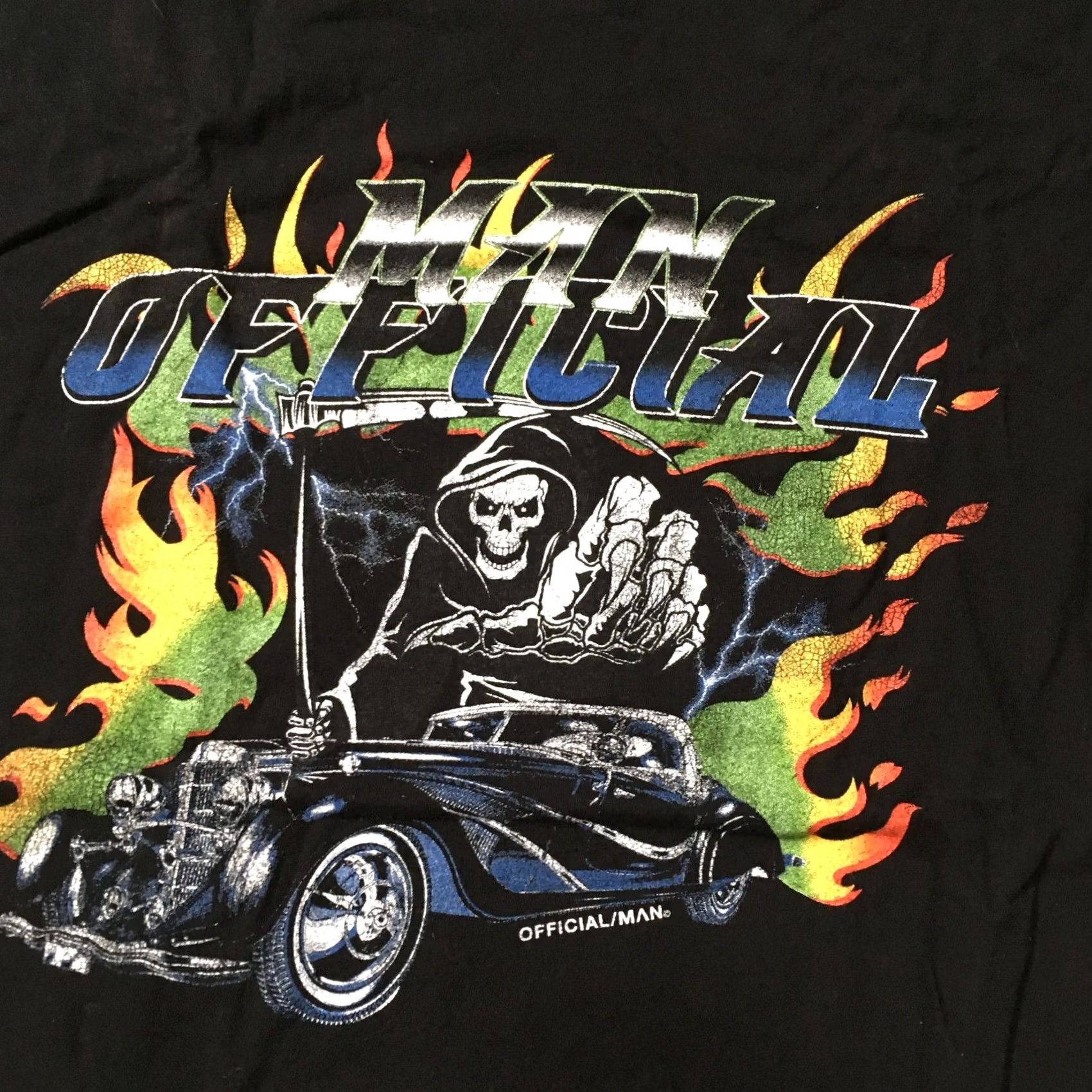 Vintage MAN Shirt MEDIUM ROOADSTER GRIM REAPER FLAMES GRAPHIC Men Black Size US M / EU 48-50 / 2 - 2 Thumbnail