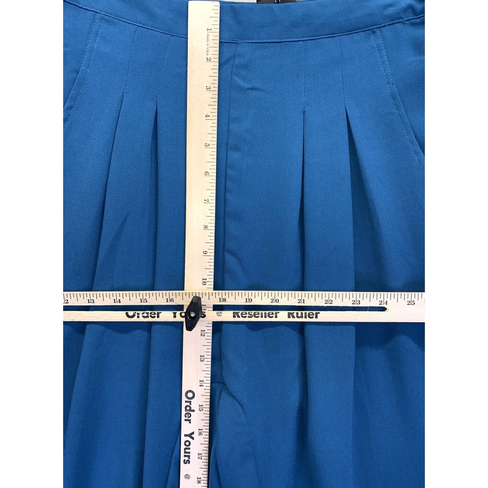 Vintage VINTAGE Vertigo Teal Pleated Front Polyester High Rise Crop Trouse Slack Pants Womens XS Size 26" / US 2 / IT 38 - 3 Thumbnail