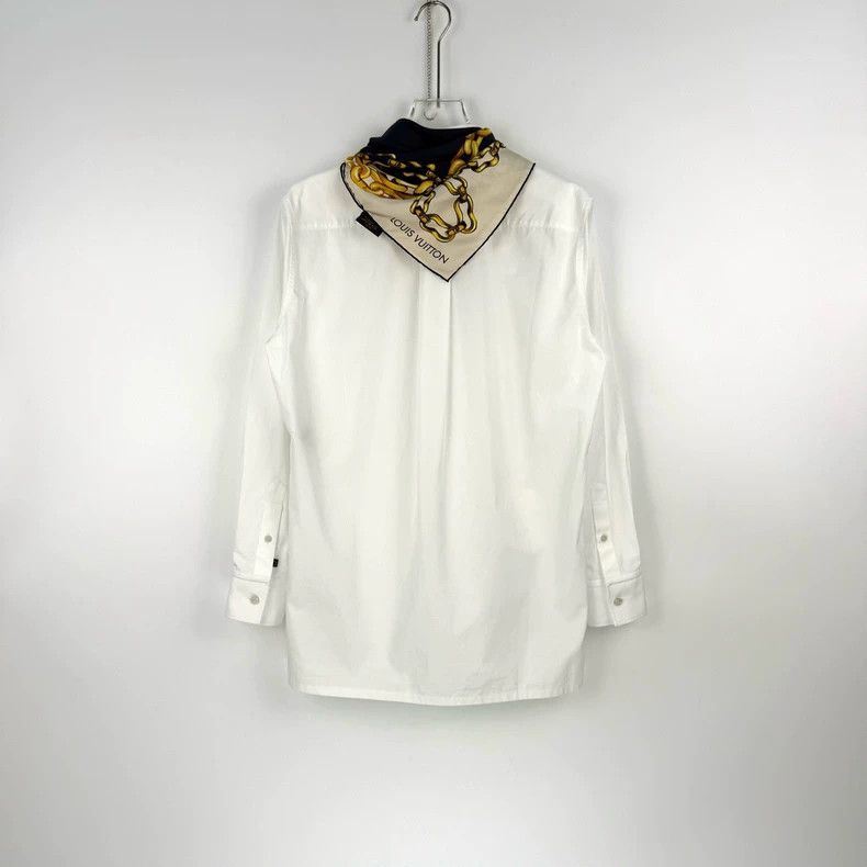 Louis Vuitton Louis Vuitton White embroidered logo scarf collar shirt 250 Size XS / US 0-2 / IT 36-38 - 4 Thumbnail