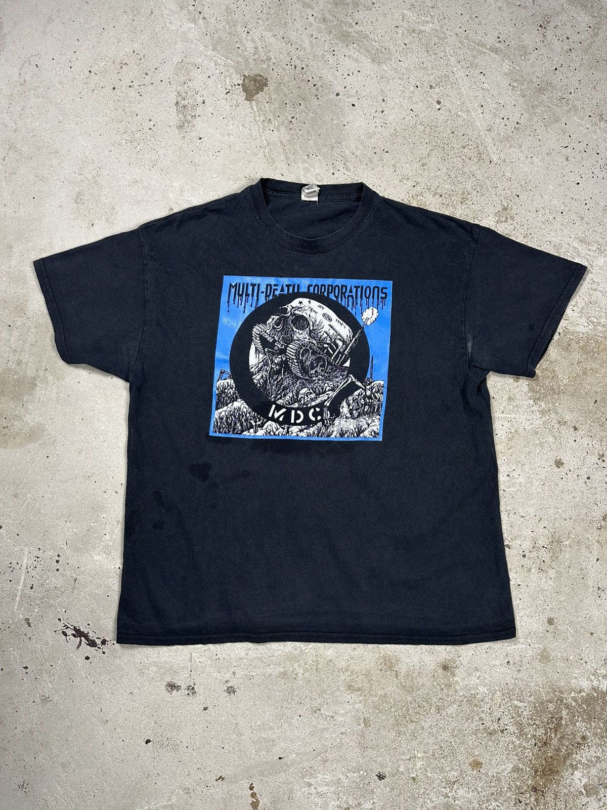 Band Tees × Vintage Vintage Multi Death Corporations MDC Trashed Black Tee Size US XL / EU 56 / 4 - 1 Thumbnail