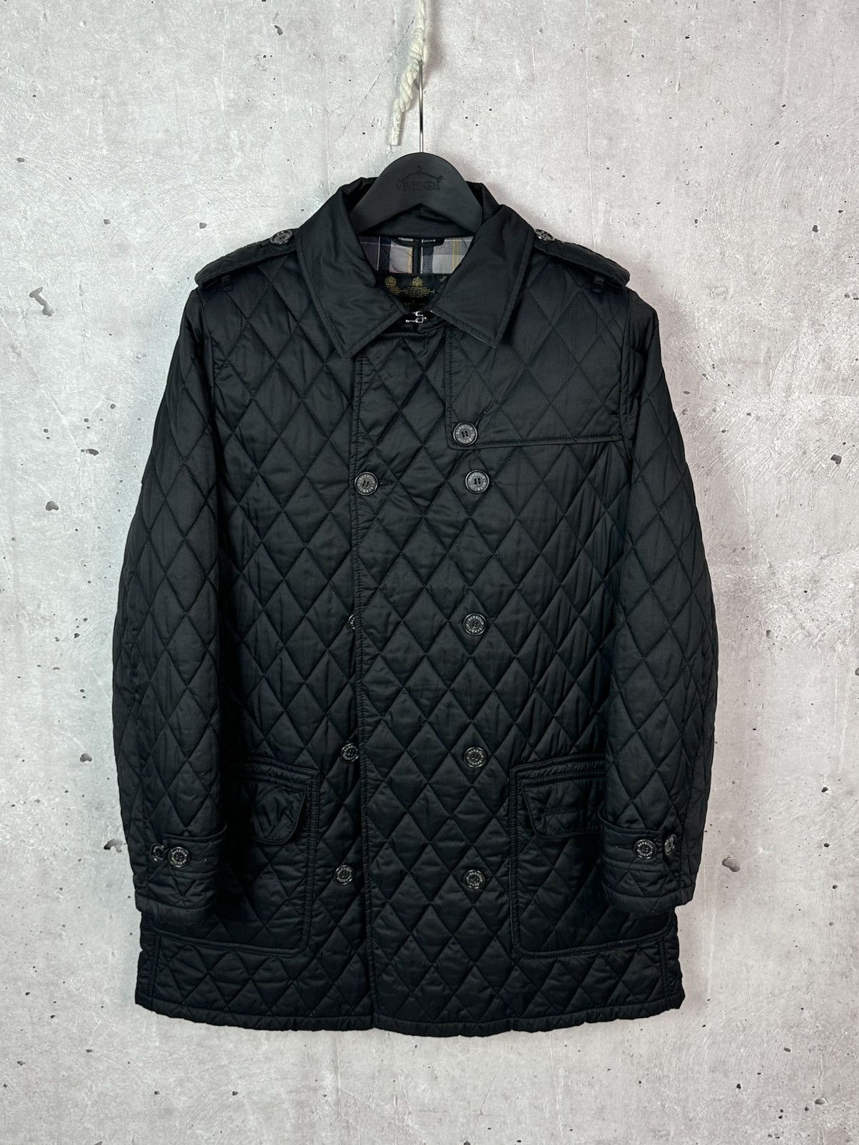Barbour Barbour Valerie Black Quilted Tartan Check Trench Coat Size XL / US 12-14 / IT 48-50 - 2 Thumbnail