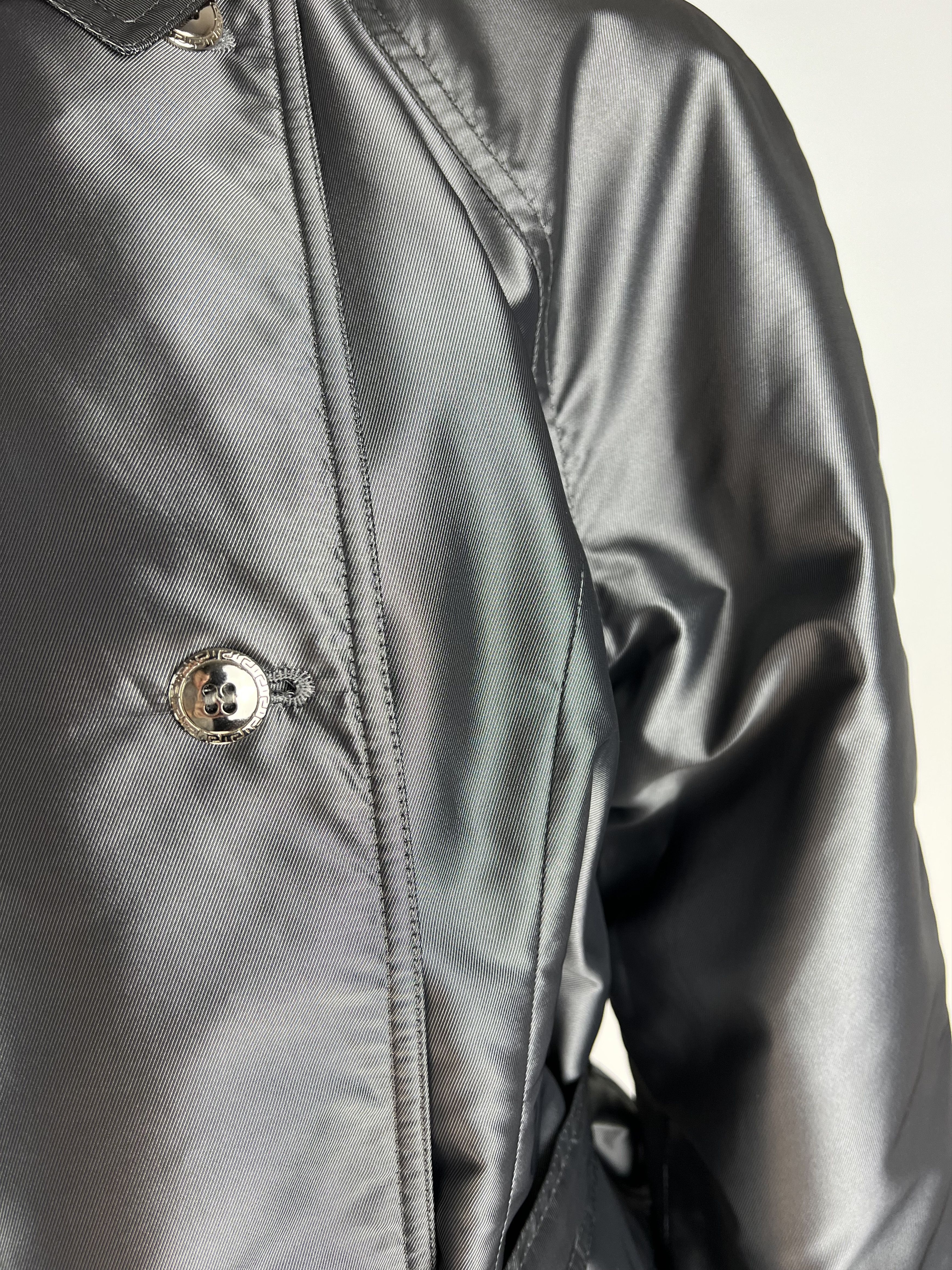 Versace × Vintage 90s Versace Classic V2 VTG Silver Shimmering Trench Coat Size L / US 10 / IT 46 - 6 Thumbnail