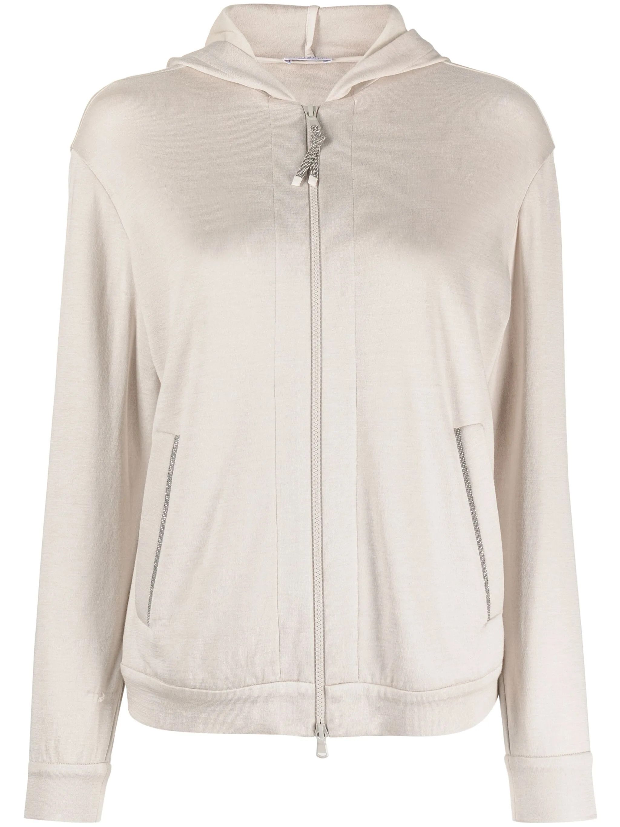 Brunello Cucinelli o1y0825 Hooded Sweatshirt in Beige Size XS / US 0-2 / IT 36-38 - 1 Thumbnail
