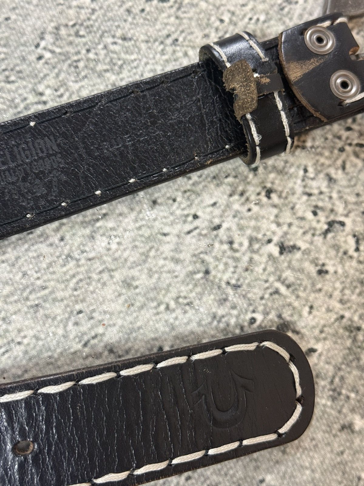 True Religion True Religion belt leather black Y2K thick stitching Size ONE SIZE - 10 Thumbnail