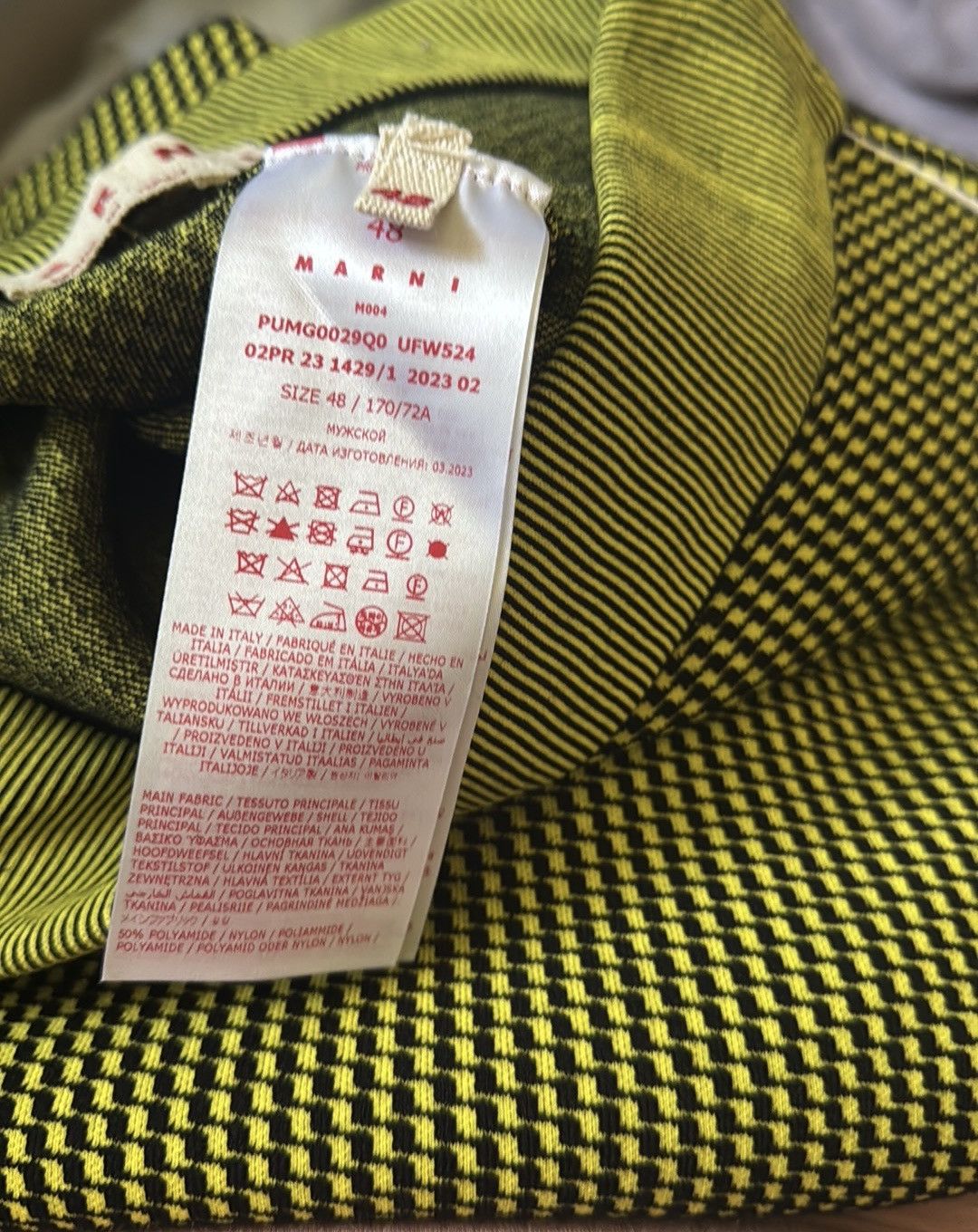 Marni Marni trouser pants black yellow herringbone wool SF2023 48 Size 38R - 7 Thumbnail