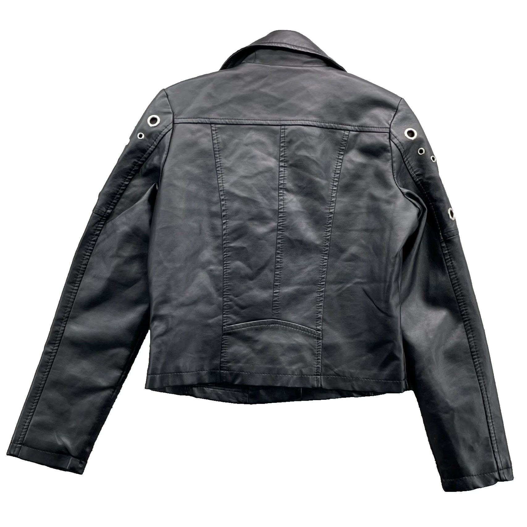 Vintage Joujou Moto Biker Jacket Womens Large Black Vegan Leather Motorcycle 90's Grunge Jacket L Black Womens Size L / US 10 / IT 46 - 2 Thumbnail