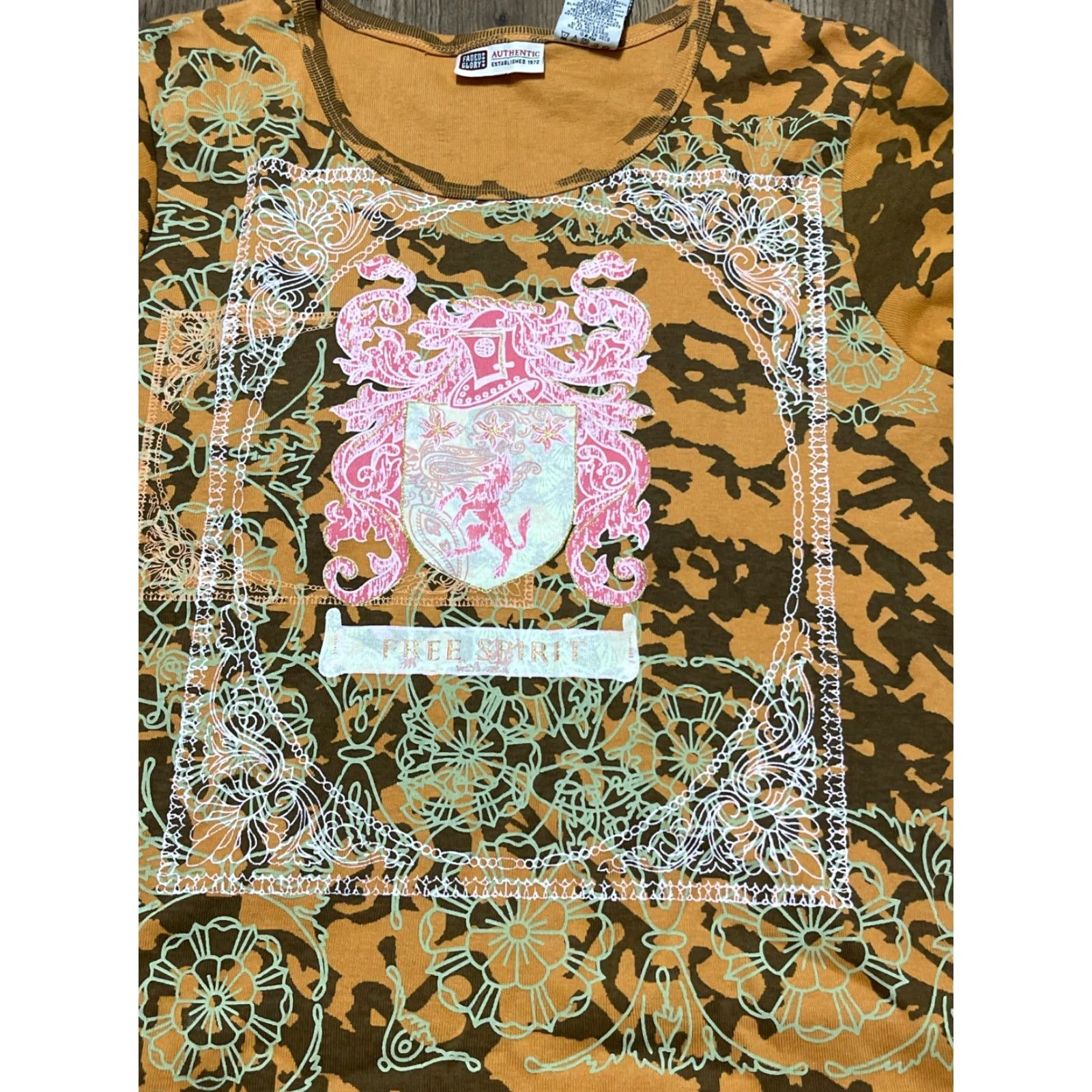 Faded Glory Faded Glory Shirt Women XL Orange Green Pink Free Spirit NWT Size XL / US 12-14 / IT 48-50 - 3 Thumbnail