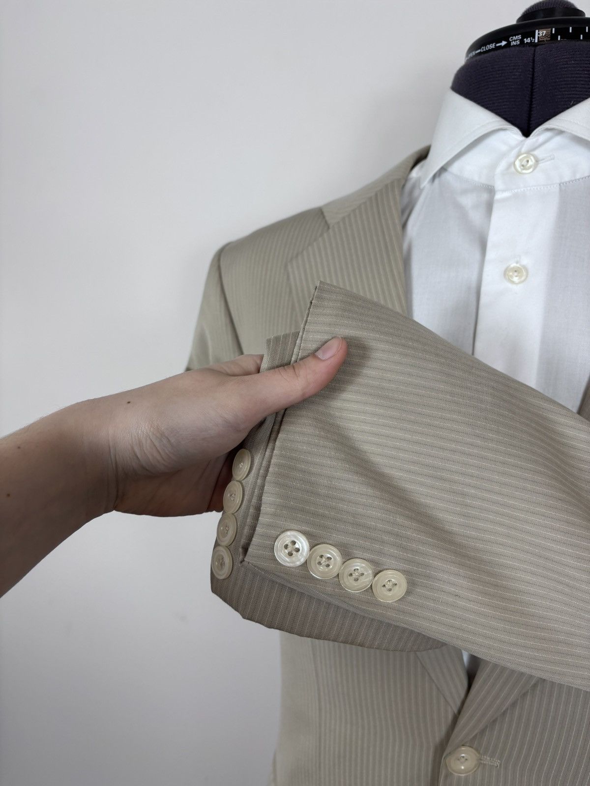 Lanvin Lanvin Sport Men’s Vintage Beige Ivory Striped Blazer Jacket Size 44R - 8 Thumbnail