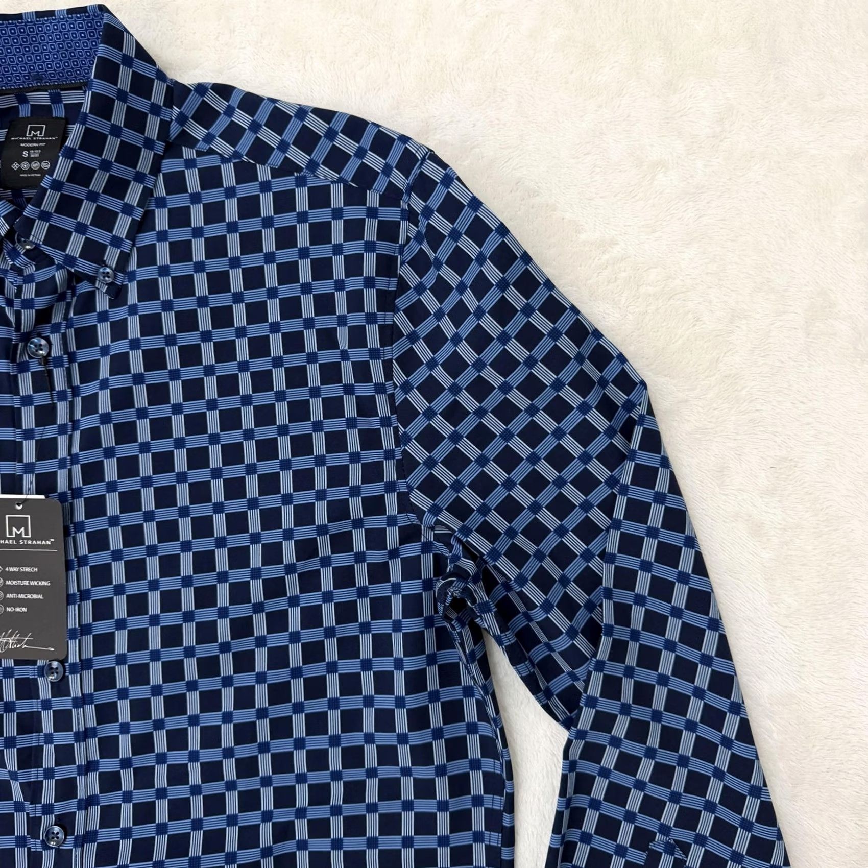 Vintage Michael Strahan Shirt Mens Small Blue Check Stretch Button Up Non Iron Size US S / EU 44-46 / 1 - 3 Thumbnail