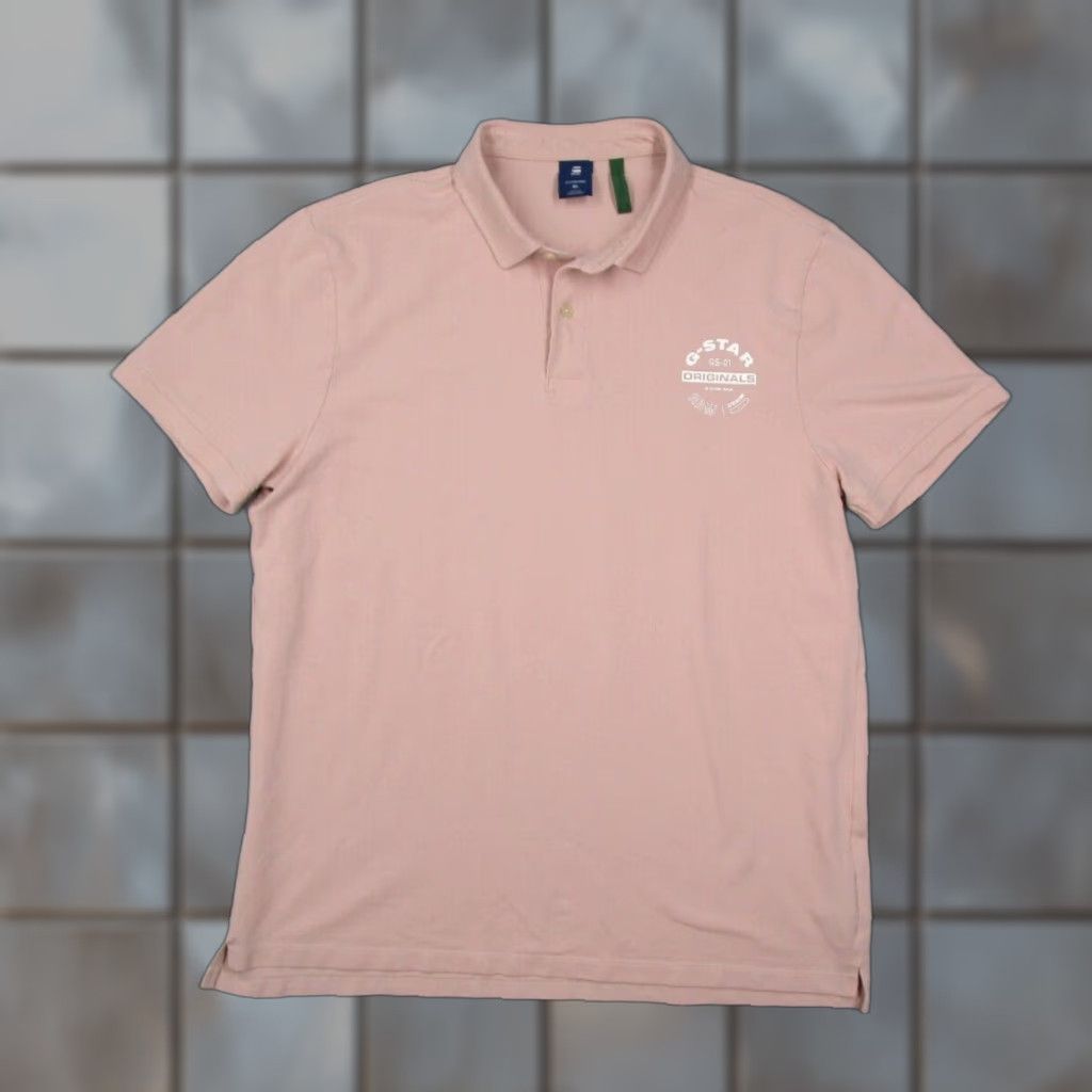 G Star Shirt Mens XL Pink MEMULA ORIGINALS GR polo Organic Cotton Blend Short Sleeve Logo City Sports Polo Shirt