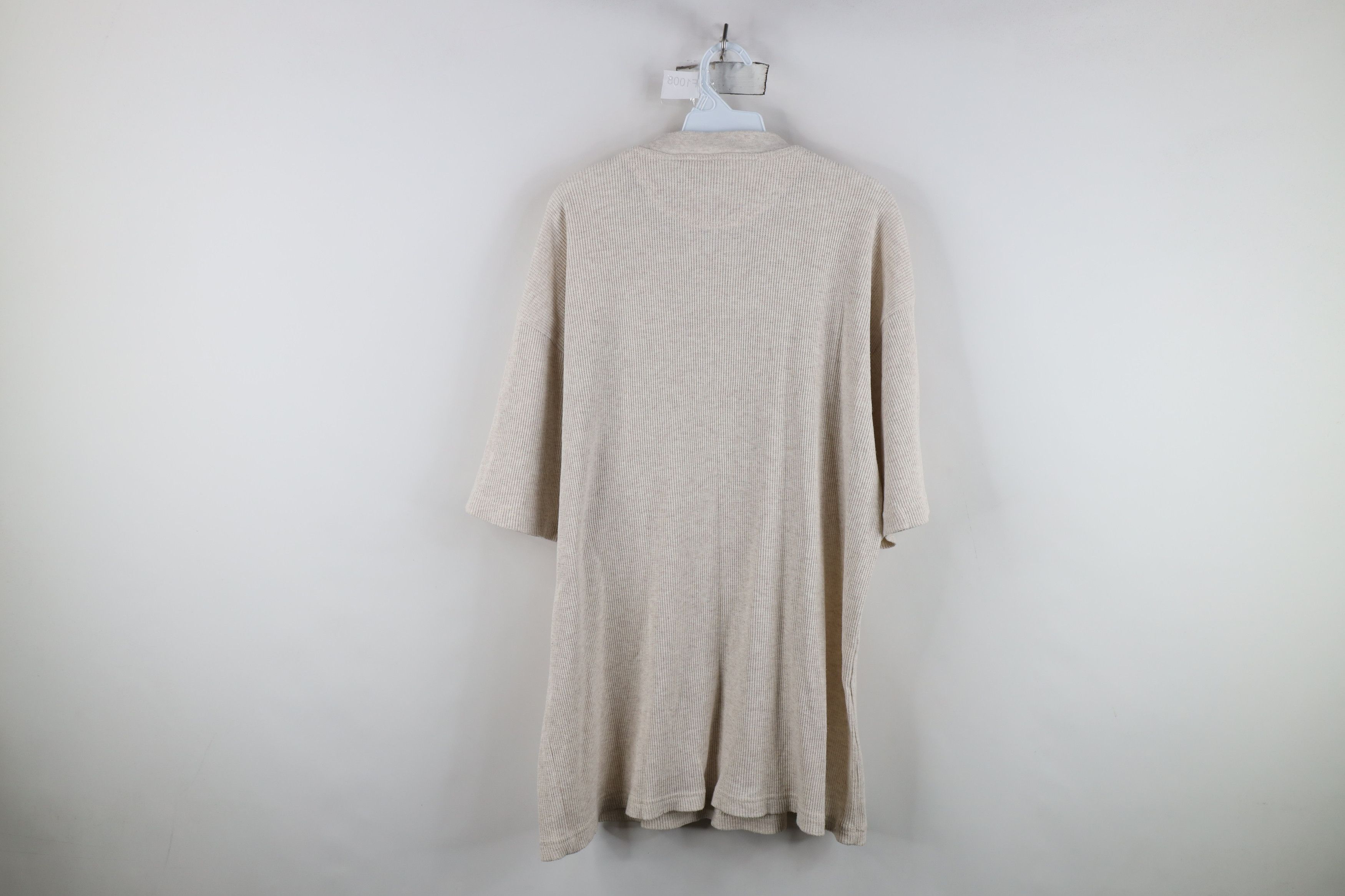 Vintage Vintage 90s Streetwear Waffle Knit Henley T-Shirt Beige Size US XL / EU 56 / 4 - 8 Thumbnail