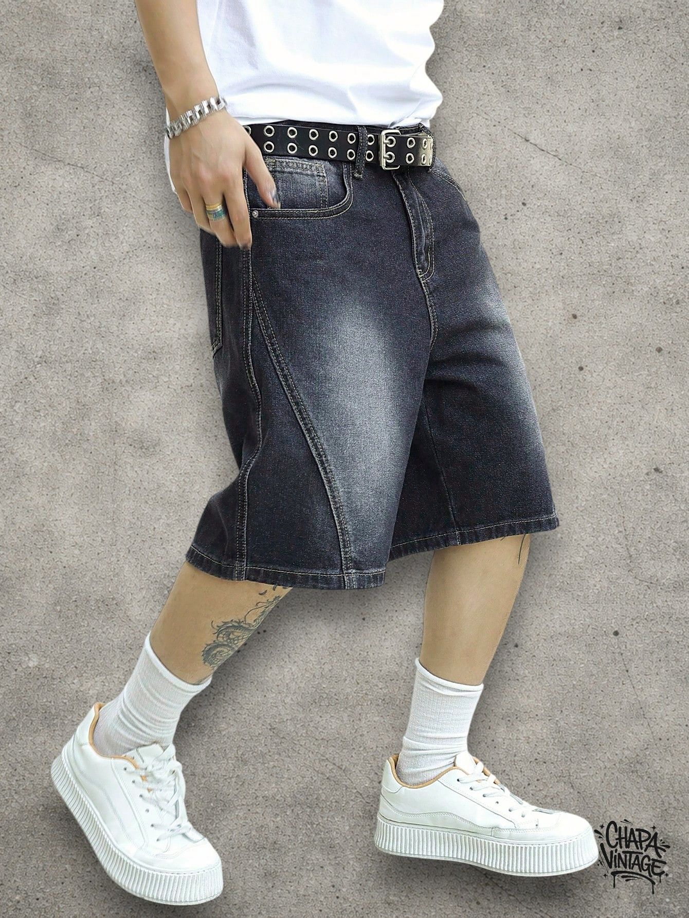 Japanese Brand Washed gray denim shorts Size US 32 / EU 48 - 2 Thumbnail