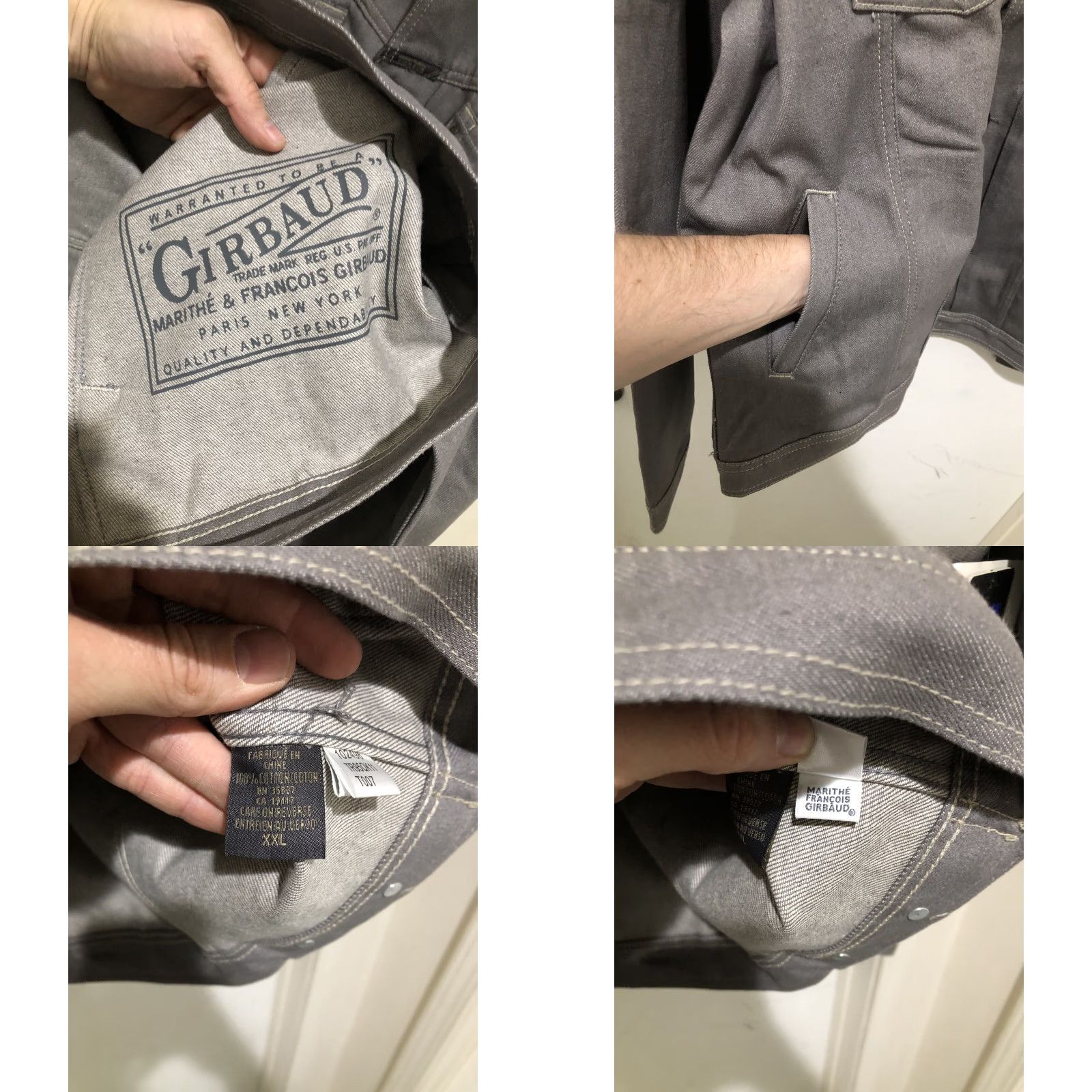 Denime VINTAGE Girbaud X Front Denim Jacket Gray 2XL Men Jacket Biker 90s Distressed Casual Front Pocketed - 2000s Marithe Francois Girbaud Size US 39 - 8 Thumbnail