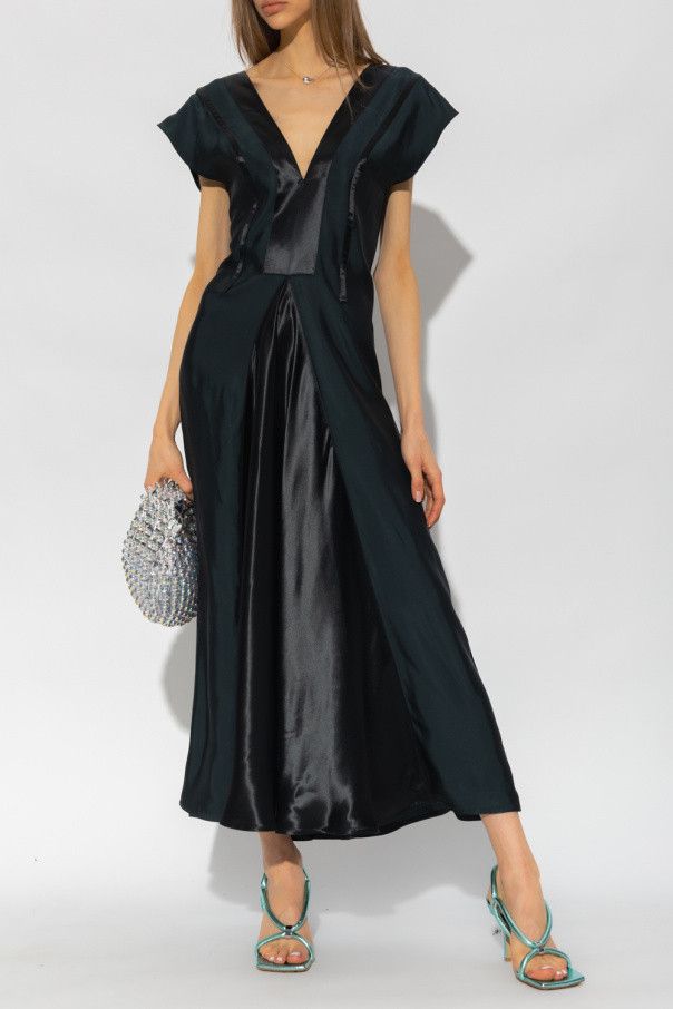 Bottega Veneta o1w1db10825 Satin Fluid Dress in Camping Size S / US 4 / IT 40 - 2 Thumbnail