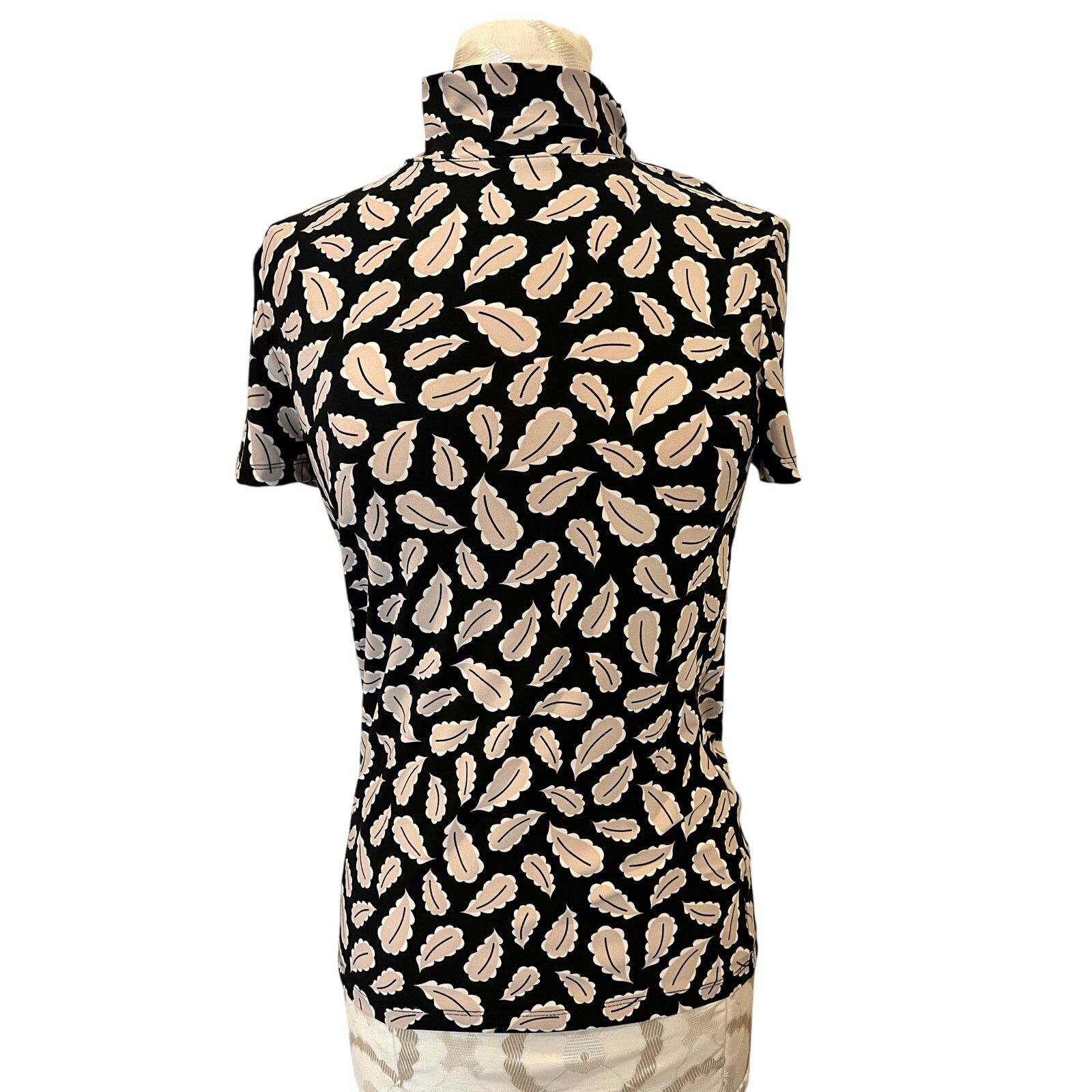 Anne Klein Anne Klein Mock Neck Short Sleeve Leaf Print Blouse XS Size XS / US 0-2 / IT 36-38 - 1 Thumbnail