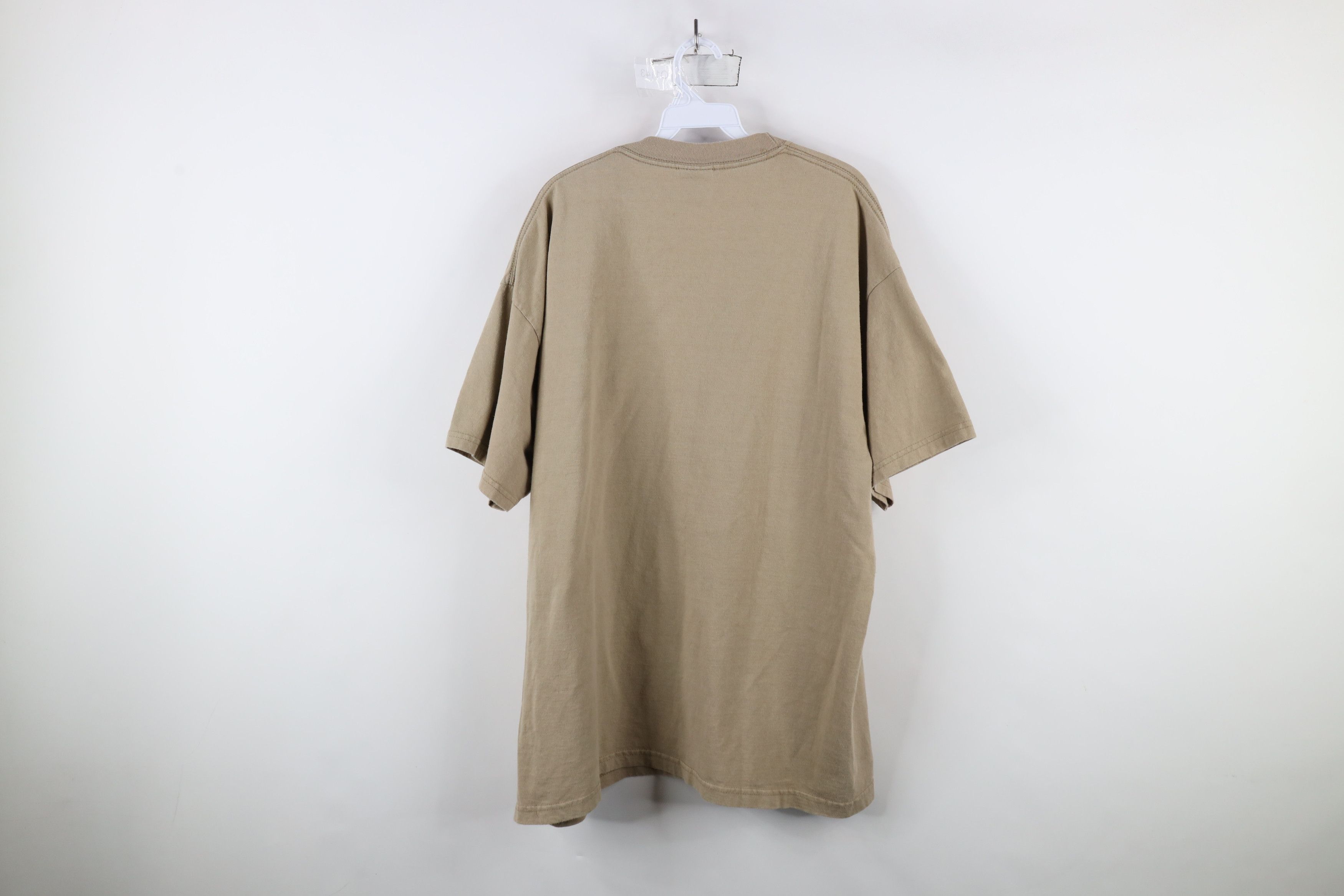 Vintage Vintage 90s Streetwear Heavyweight Cotton T-Shirt Khaki Size US XXL / EU 58 / 5 - 12 Thumbnail