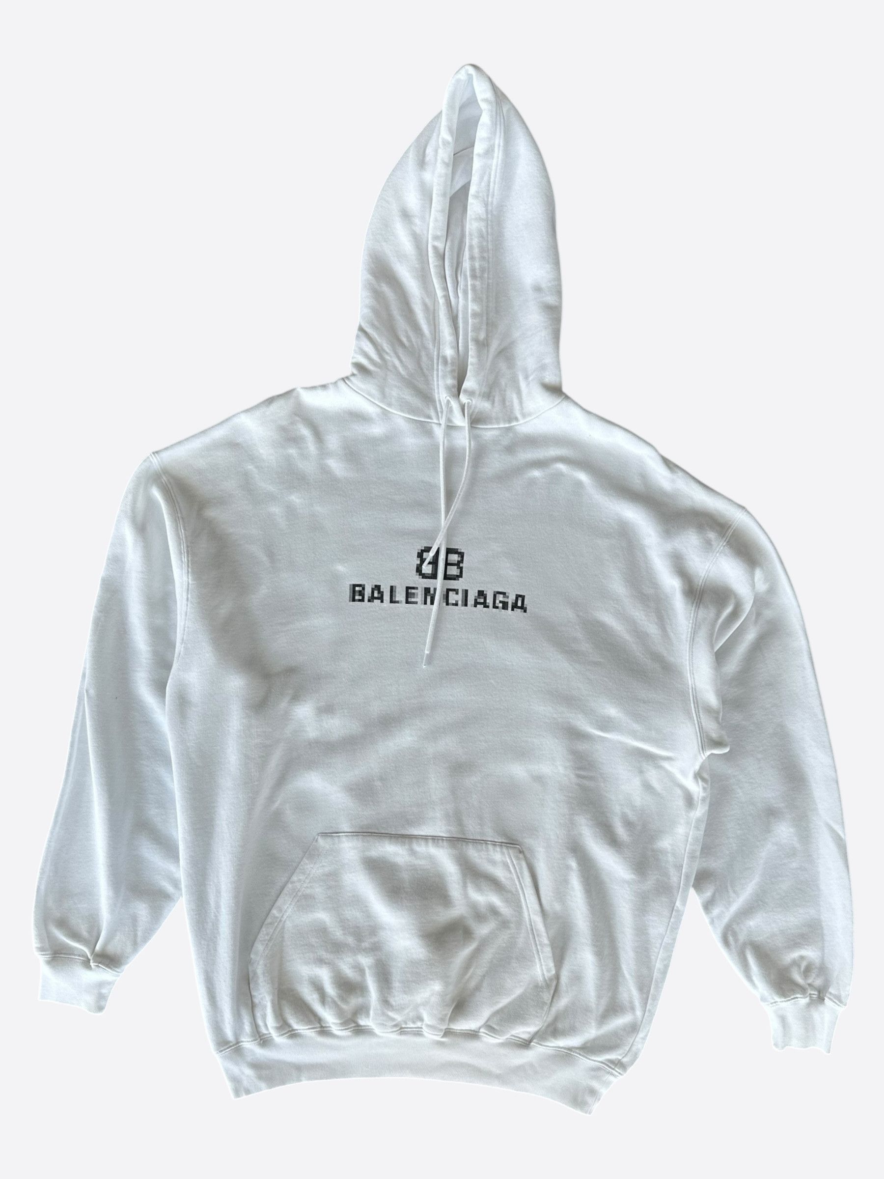 Balenciaga Balenciaga White & Black Pixel Logo Hoodie Size US L / EU 52-54 / 3 - 1 Thumbnail