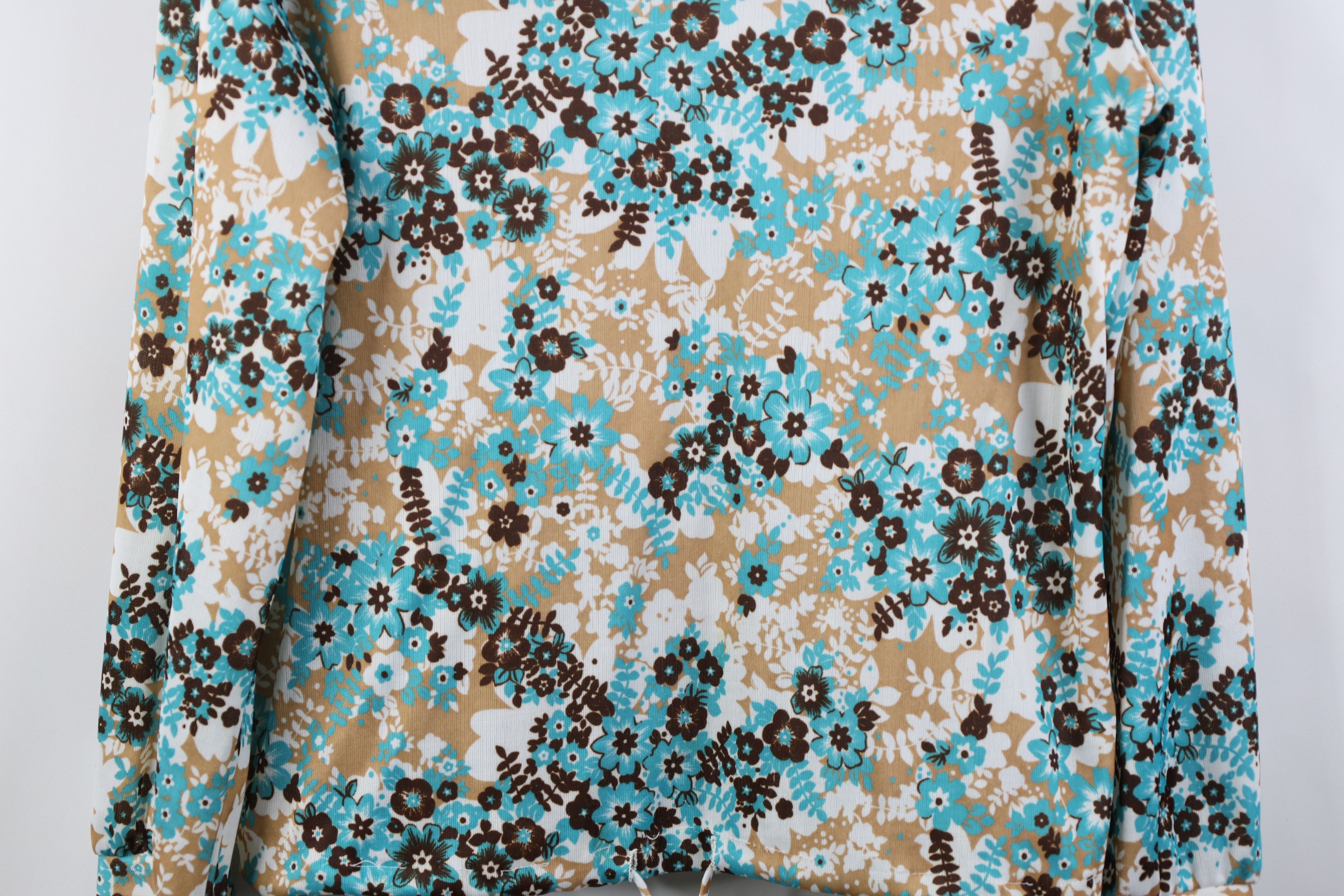 Vintage Vintage 70s Streetwear Boho Chic Flower Turtleneck Shirt Size M / US 6-8 / IT 42-44 - 3 Thumbnail