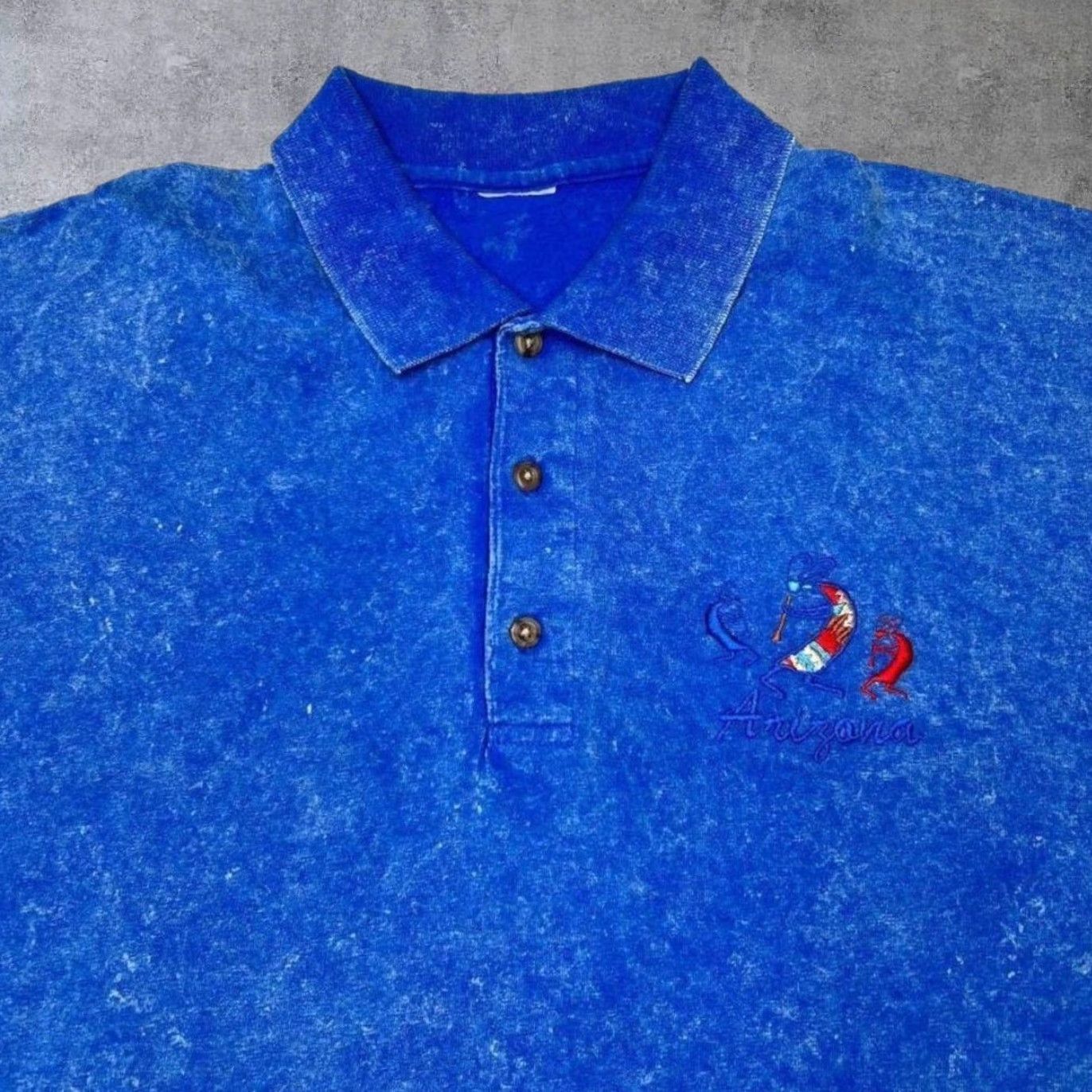 Vintage Arizona Embroidered Cave Art Souvenir Polo Shirt XL Blue Vintage Early 00’s Mens Size US XL / EU 56 / 4 - 4 Thumbnail
