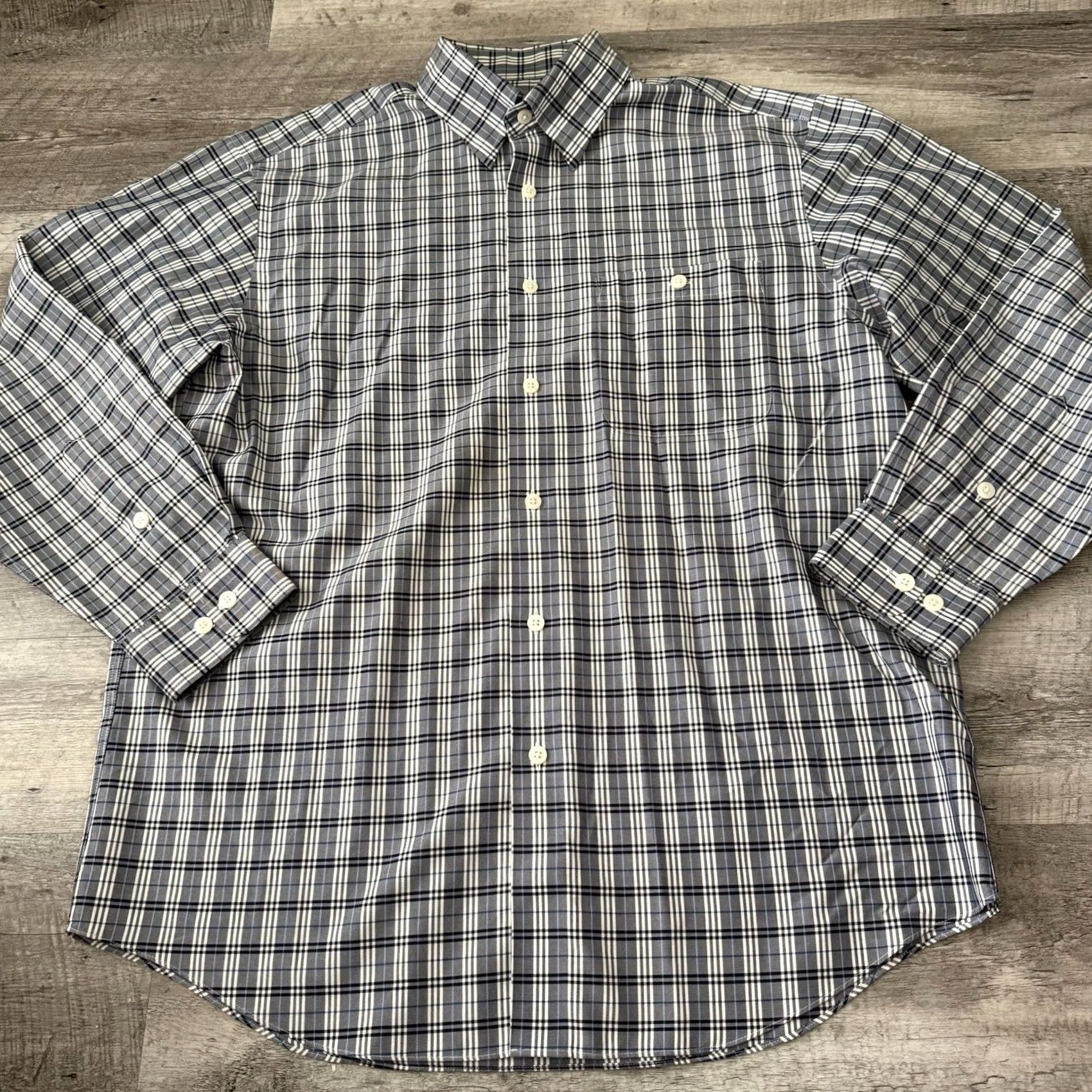 Orvis Orvis Mens Large Blue Plaid Wrinkle Free Cotton Button-Up Shirt Size US L / EU 52-54 / 3 - 7 Thumbnail