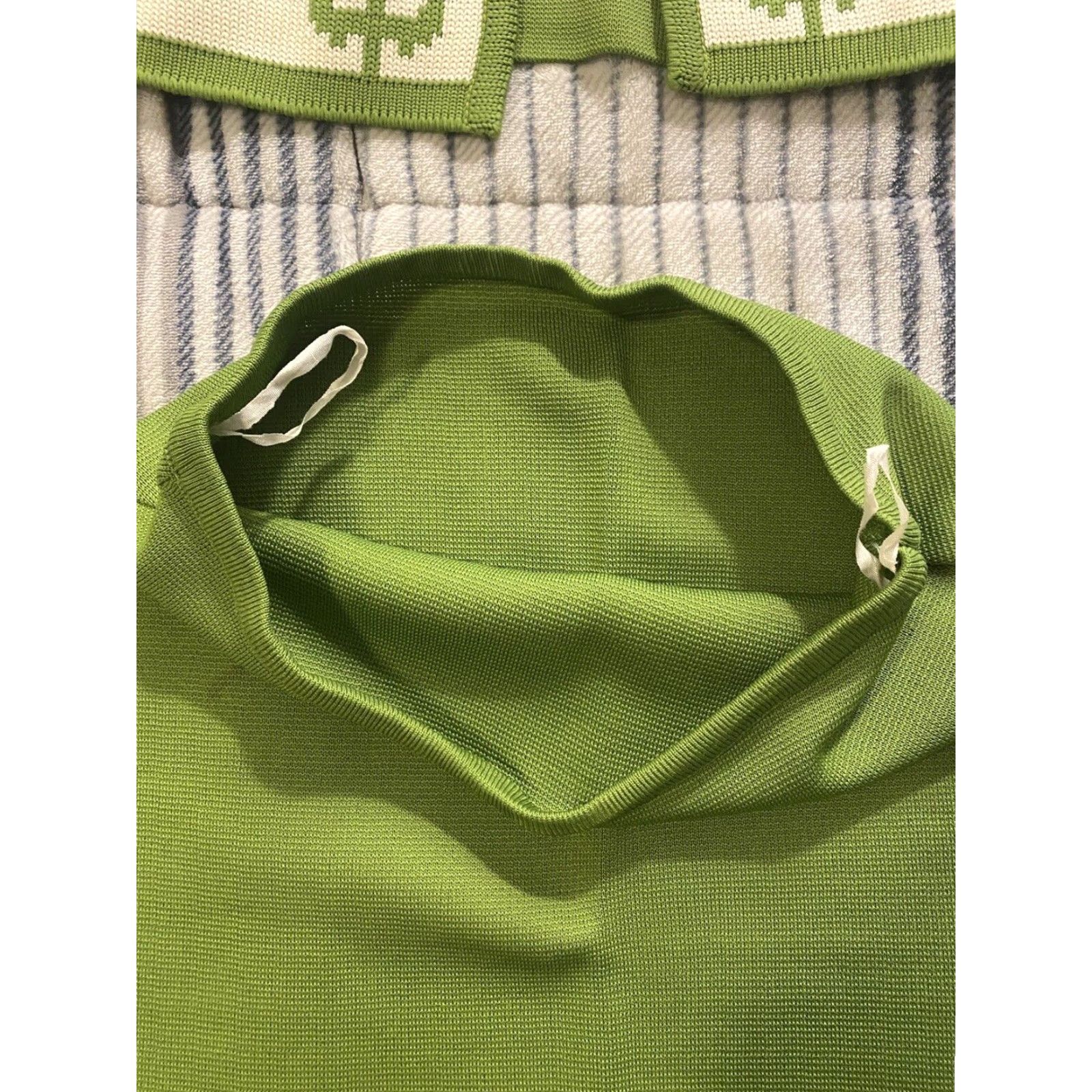 Vintage VINTAGE Miss Pernilla 3 Piece Outfit Skirt Shirt Cardigan Womens Size Medium Green 60s 1960s Polyester Art Deco M/L Size M / US 6-8 / IT 42-44 - 2 Thumbnail