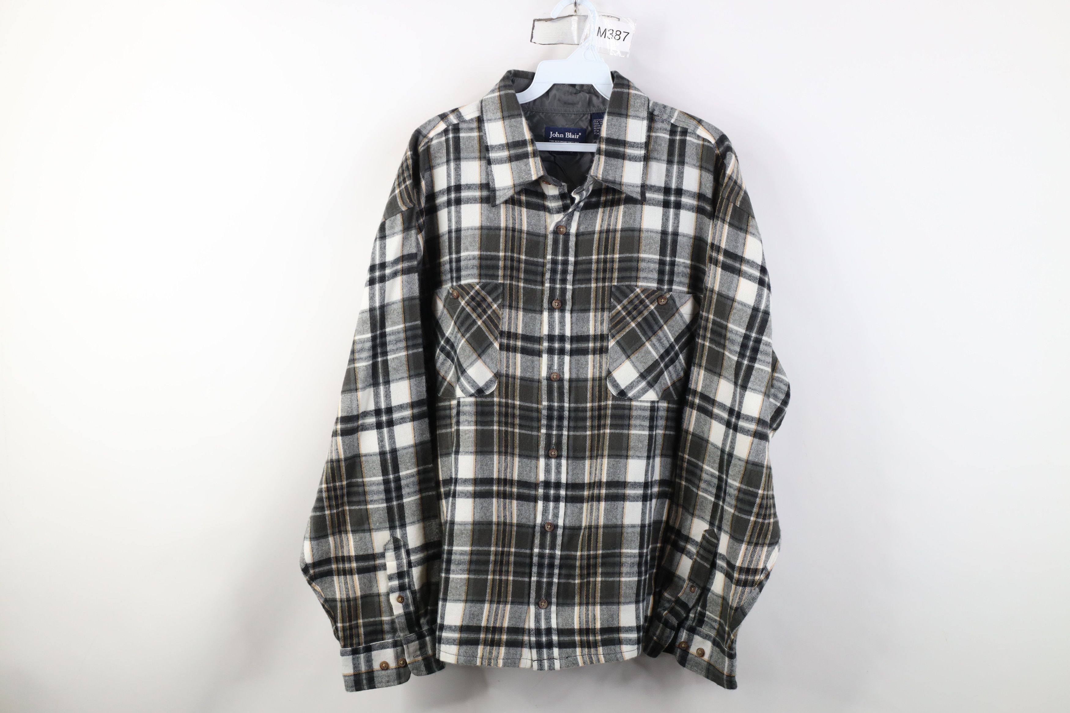 Vintage Vintage 90s Streetwear Knit Collared Button Shirt Plaid Size US XL / EU 56 / 4 - 1 Thumbnail