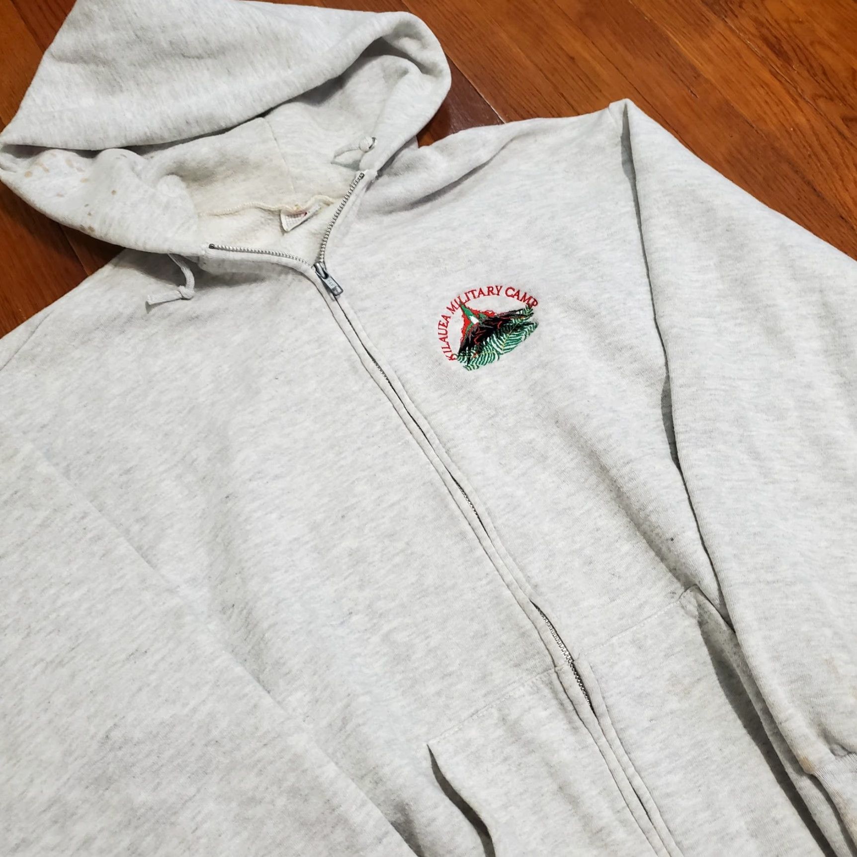 Jerzees VINTAGE Kilauea Military Camp Volcano Hawaii Hoodie Full Zip Sz Large Stained Size US L / EU 52-54 / 3 - 6 Thumbnail