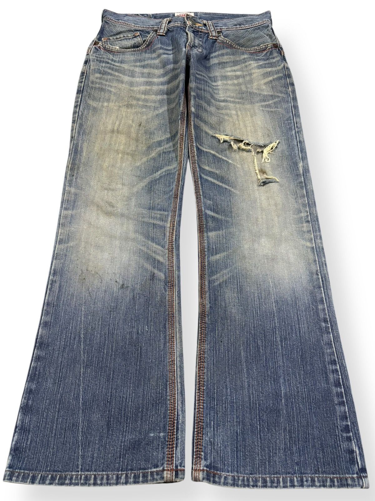 Edwin Vintage Edwin XV Buckle Back Flare Distressed Grunge Jeans Size US 31 - 1 Thumbnail