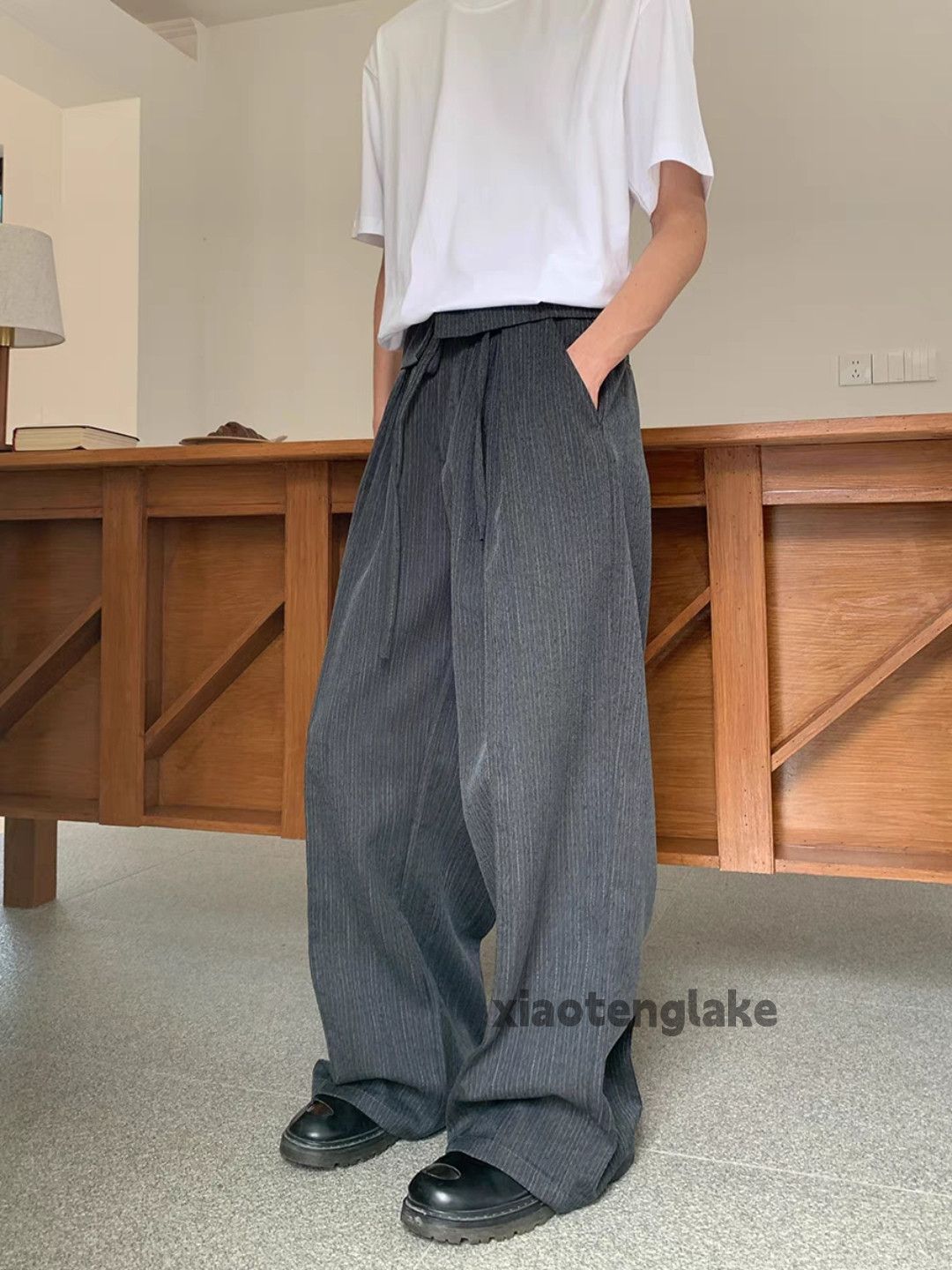 Designer × Japanese Brand × Vintage utility pleated yuppie loose baggy cleanfit striped pants Size US 32 / EU 48 - 4 Thumbnail