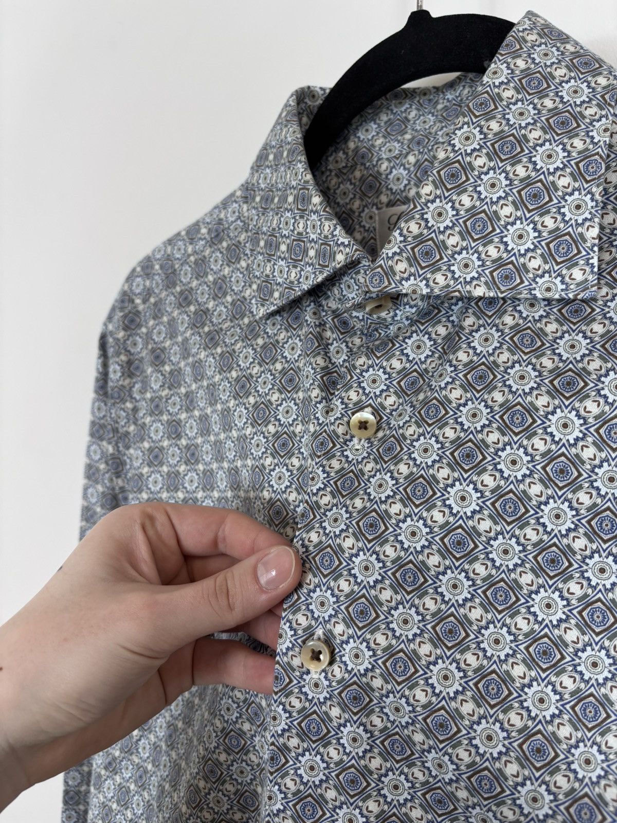 Strenstroms Stenstroms Men’s Slimline Twofold Cotton Button Up Shirt Size US M / EU 48-50 / 2 - 5 Thumbnail