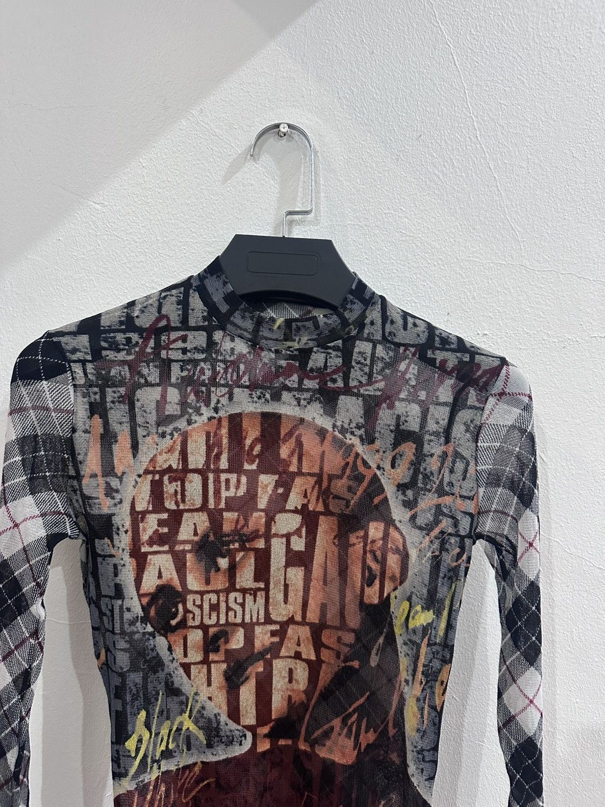 Jean Paul Gaultier 1997 Jeal Paul Gaultier 'Stop Fascism' Mesh Shirt Size US S / EU 44-46 / 1 - 2 Thumbnail