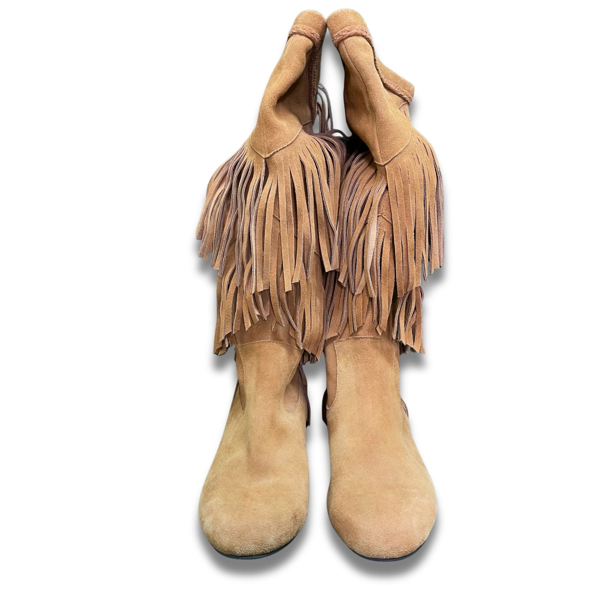 Other Stricca Fringe Suede Boots Size 10 Tan Western Style Made In Size US 10 / IT 40 - 2 Thumbnail