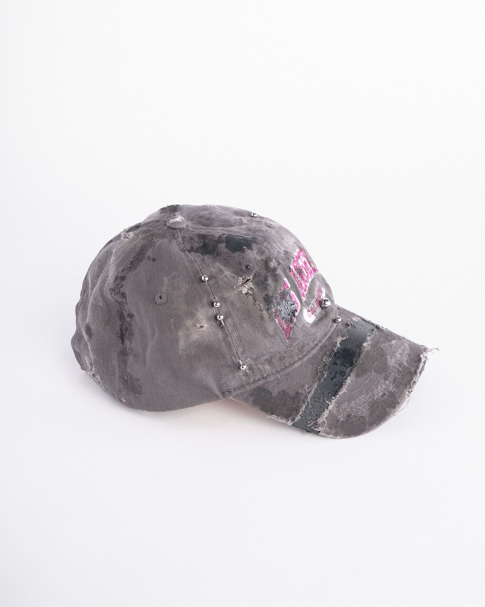 Vintage ASTROBOI* 'Los Angeles' Grey & Pink Distressed Pierced Hat Size ONE SIZE - 6 Thumbnail
