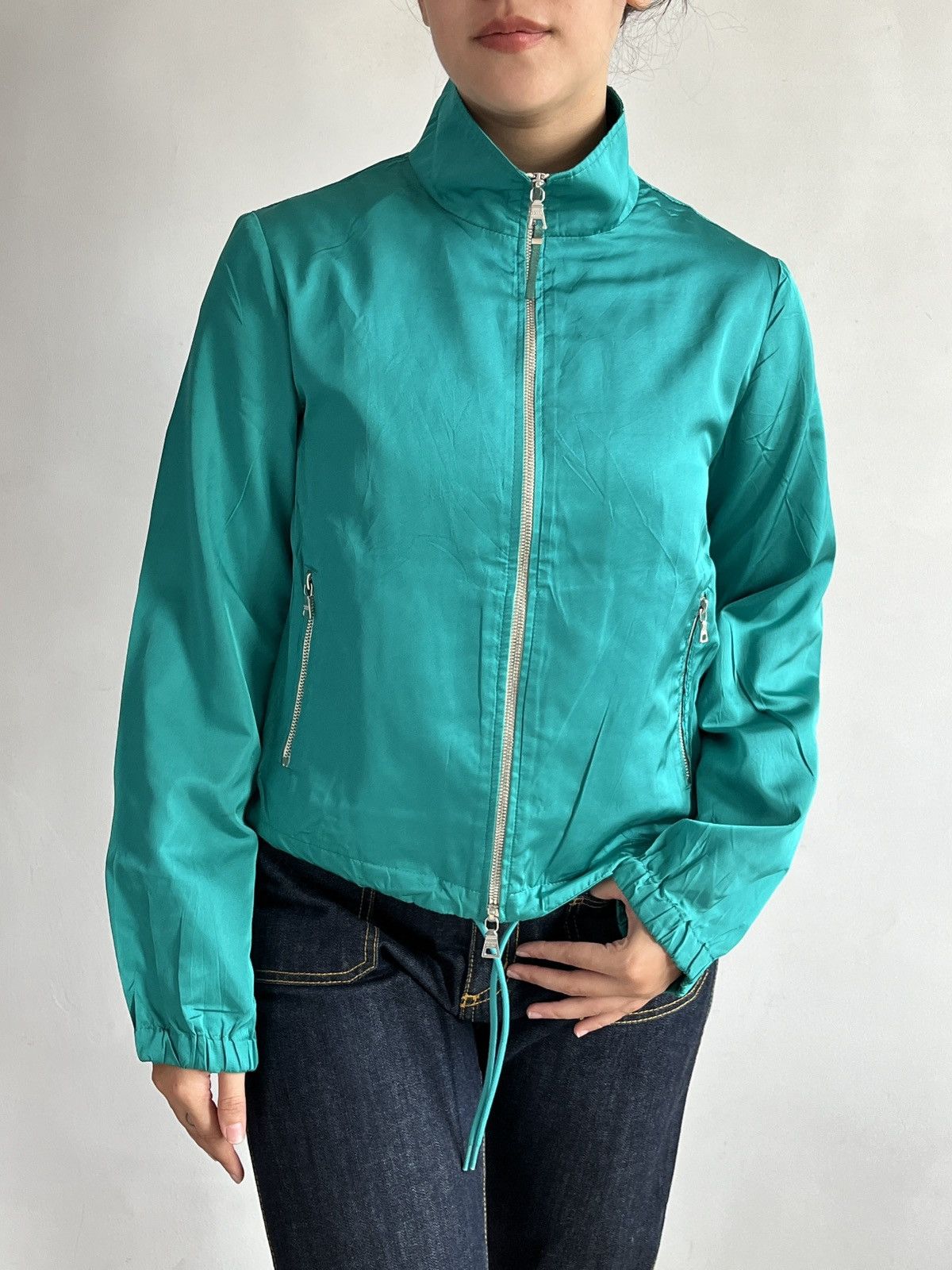 Prada Prada Emerald Green Silk Jacket Size S / US 4 / IT 40 - 1 Thumbnail