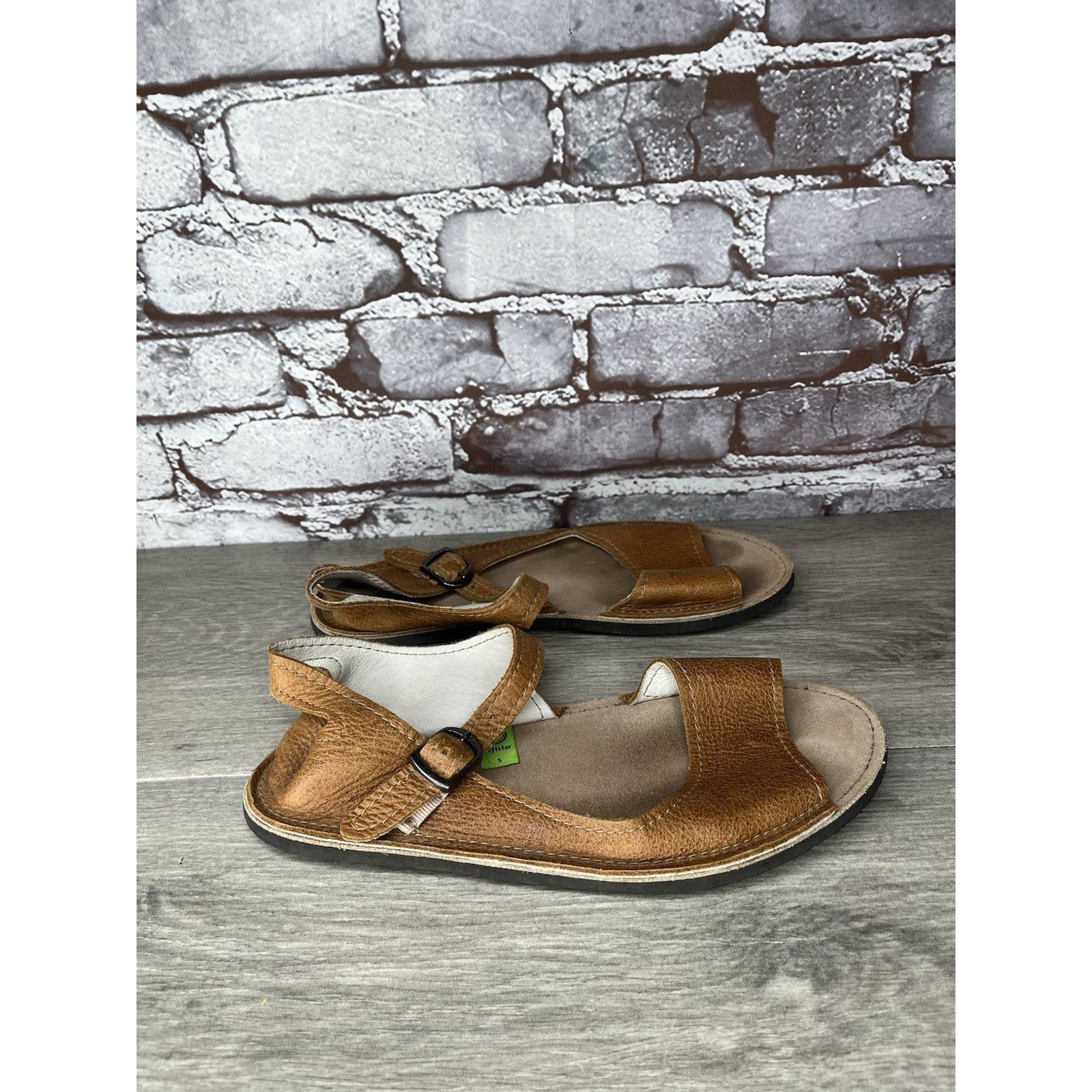 Soulstar Softstar Barefoot Minimalist Brown Leather Ankle Strap Vibra Size US 5 / IT 35 - 23 Thumbnail