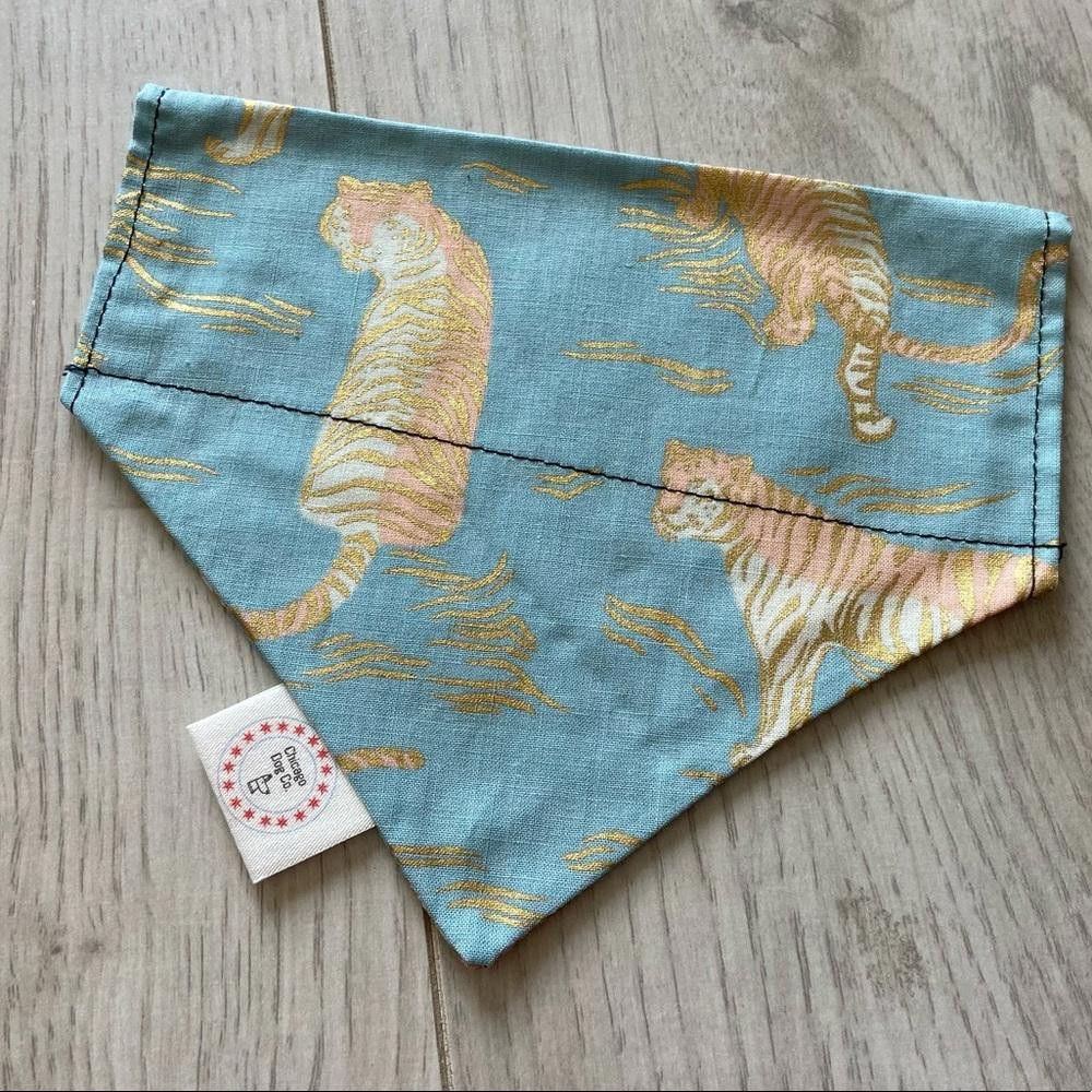 Designer Chicago Dog Co. Blue Tiger Dog Bandana Size ONE SIZE - 4 Thumbnail