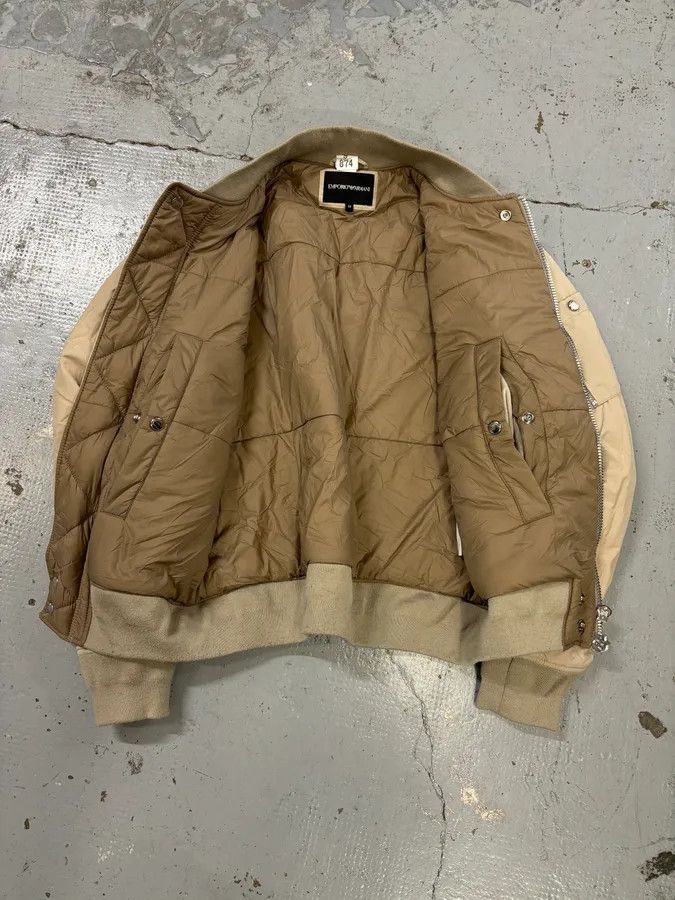 Emporio Armani AW2019 Emporio Armani Beige Nylon Zip Bomber Jacket Size US L / EU 52-54 / 3 - 7 Thumbnail