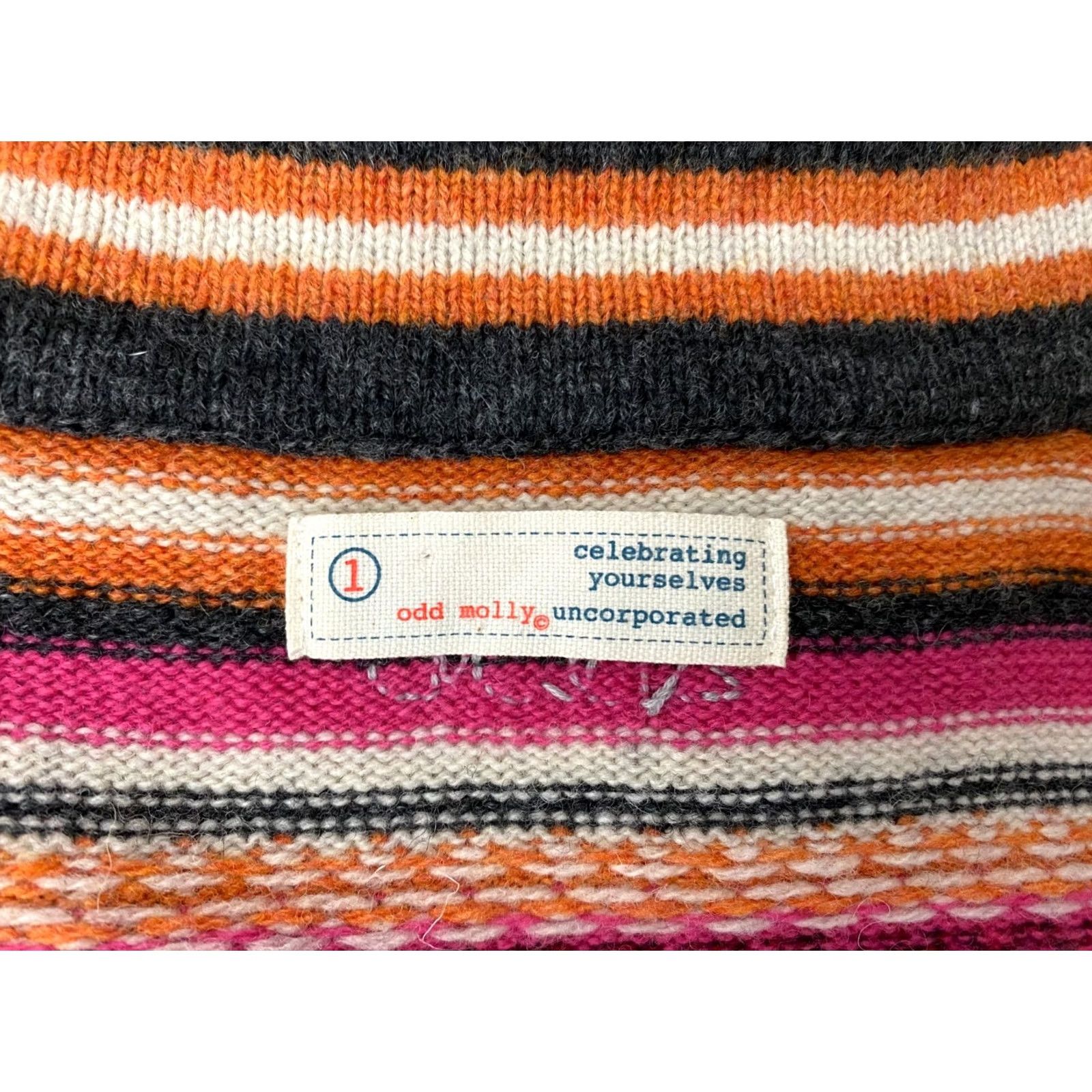 Vintage Odd Molly Cardigan Womens Wool Multicoloured Size 1 S Long Sleeve Wrap Robe 52 cm 31 cm 40 cm 60 cm Size XS / US 0-2 / IT 36-38 - 4 Thumbnail