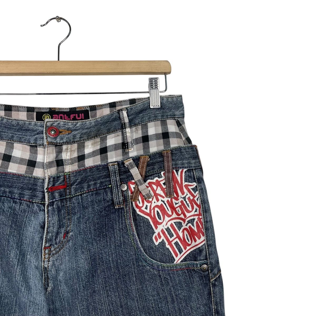 Seditionaries Vintage Antfui Double Waist Distressed Denim Jeans Size US 32 / EU 48 - 5 Thumbnail