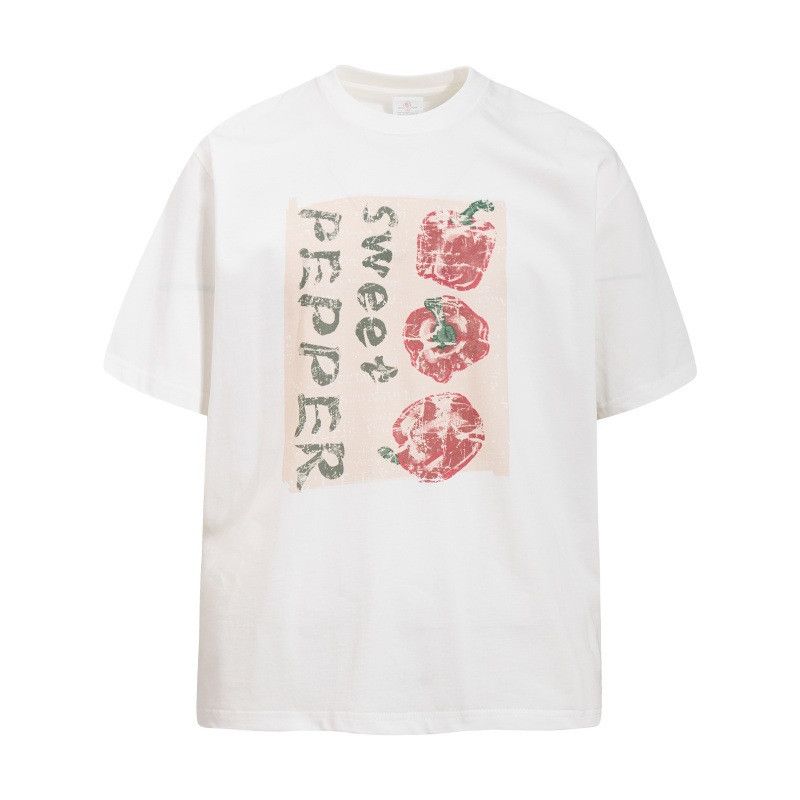 Japanese Brand Men's Loose-Fit Hip-Hop T-Shirt with Green Pepper Pattern Size US M / EU 48-50 / 2 - 1 Thumbnail
