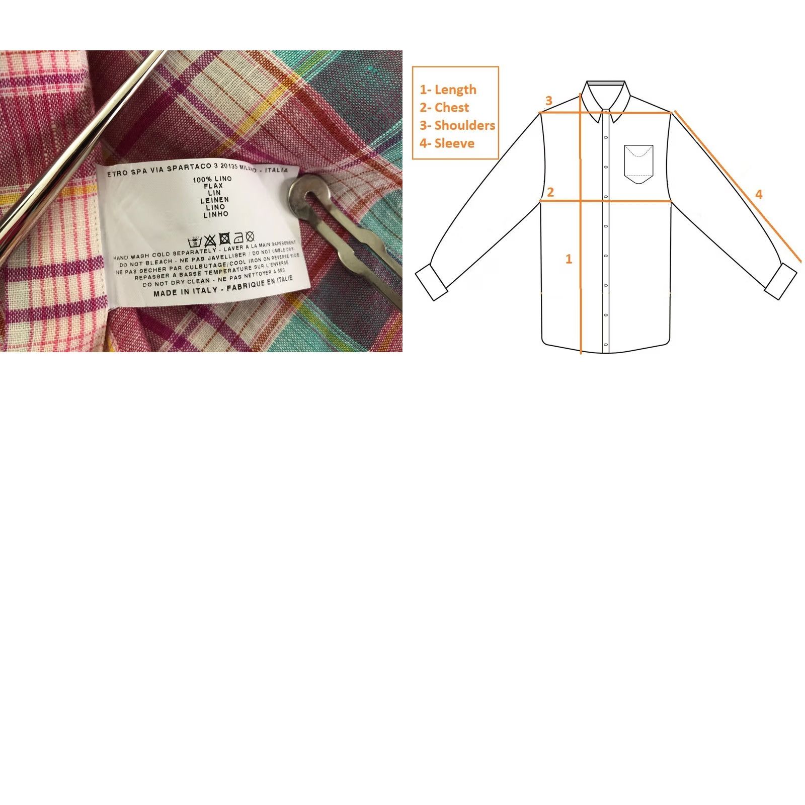 Etro ETRO Men's Long Sleeve Shirt Multicolor Linen Check Size 44 Casual Button-Up Size US XXL / EU 58 / 5 - 9 Thumbnail