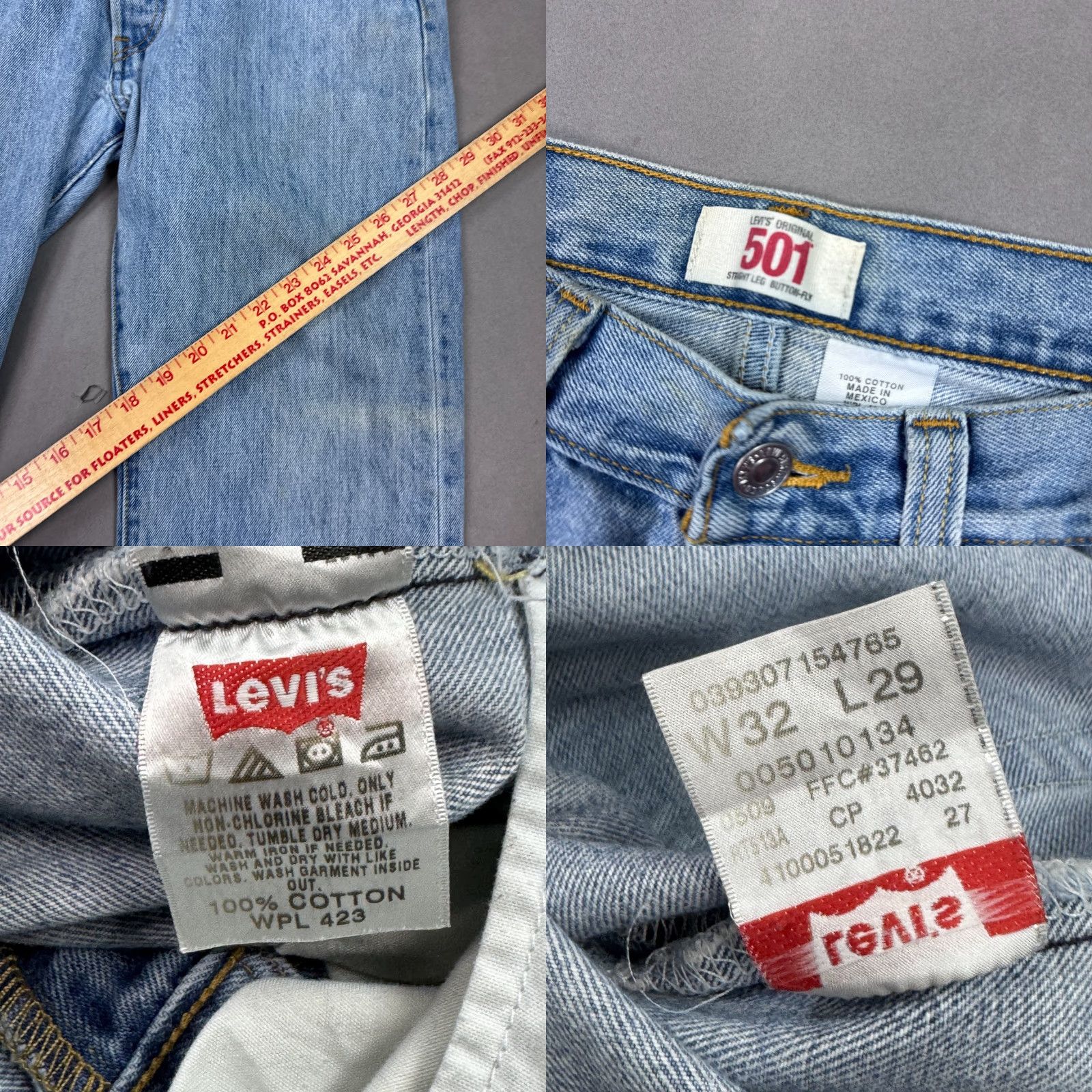 Levi's Levis 501 Jeans Mens 32x29 Blue Button Fly Denim Straight Pants 5-Pocket Size US 32 / EU 48 - 9 Thumbnail